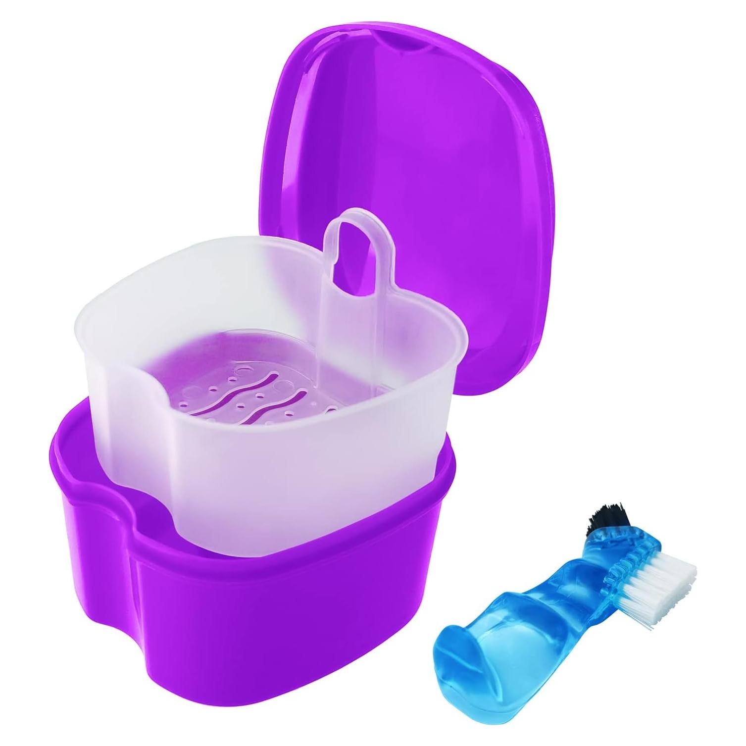 Estuche para Dentaduras Keedolla Púrpura con Cepillo 9.1x6.8cm