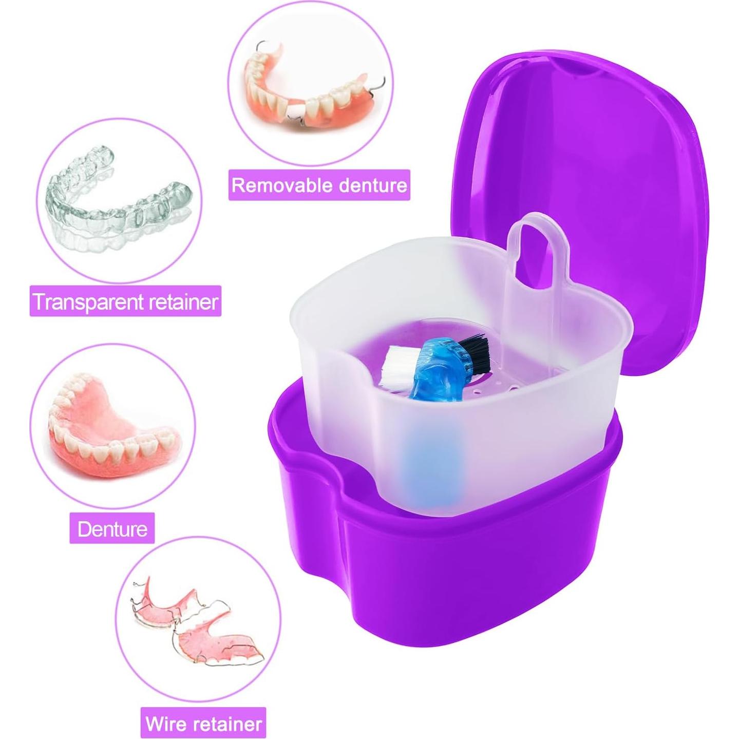 Estuche para Dentaduras Keedolla Púrpura con Cepillo 9.1x6.8cm