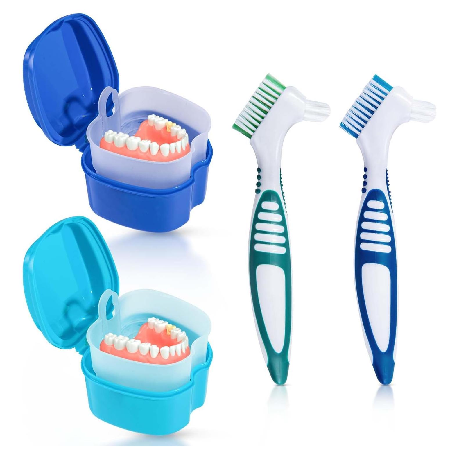 Estuche de Baño para Dentaduras KISEER 2 Piezas Azul