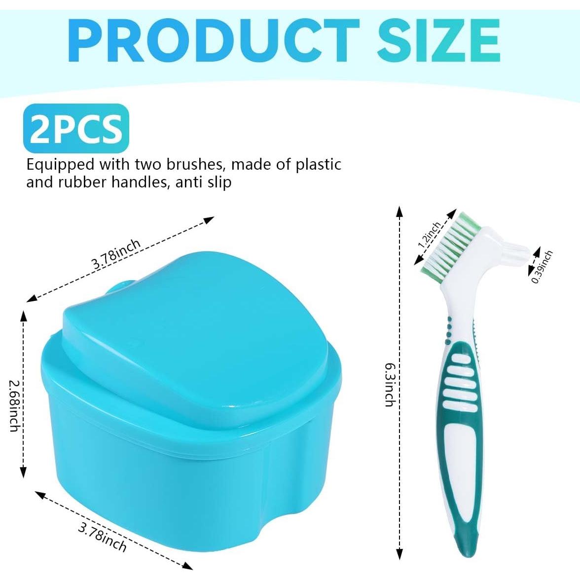 Estuche de Baño para Dentaduras KISEER 2 Piezas Azul