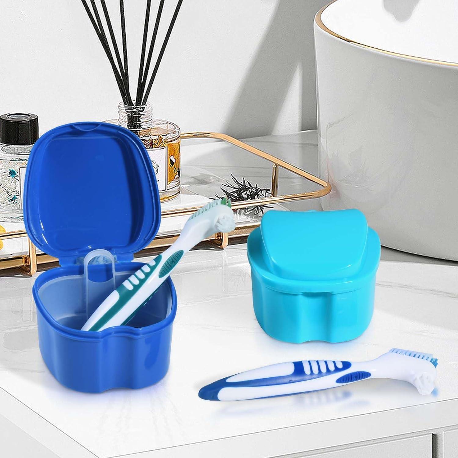 Estuche de Baño para Dentaduras KISEER 2 Piezas Azul