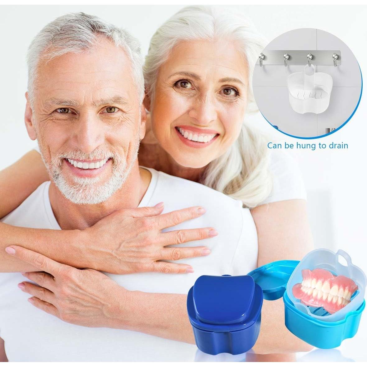 Estuche de Baño para Dentaduras KISEER 2 Piezas Azul