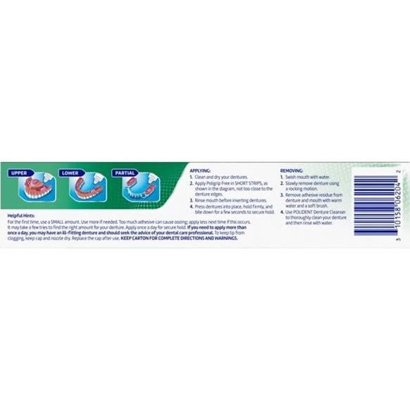 Crema Adhesiva para Dentaduras Super Poligrip Sin Zinc 68g + Tabletas Limpiadoras Equate 84 unidades