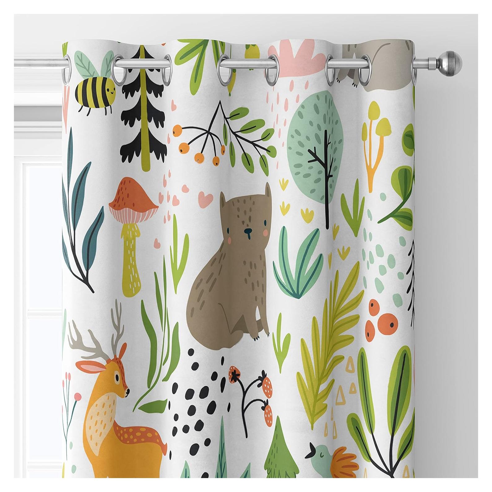 Cortinas Opacas Trelemek 2 Paneles Animales 107x160 cm