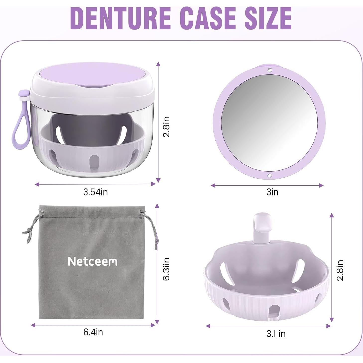 Caja de Baño para Dentaduras NETCEEM, Estuche Portátil 9.4cm