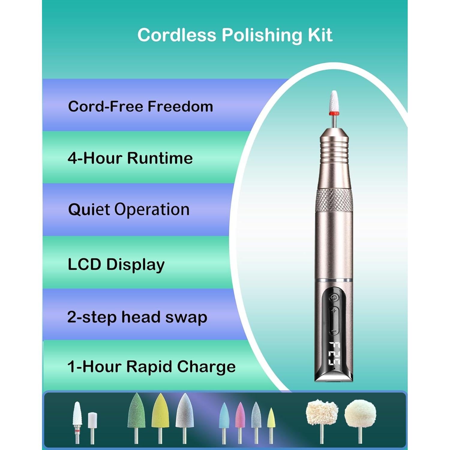Pulidor Mini Inalámbrico JOIRACK USBP22 con 11 Cabezas