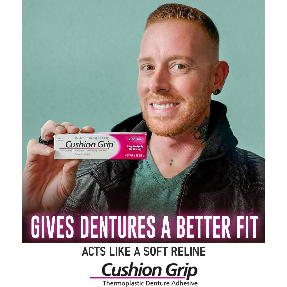 Adhesivo para Prótesis Dentales Cushion Grip 28.35 g - Ajuste Seguro