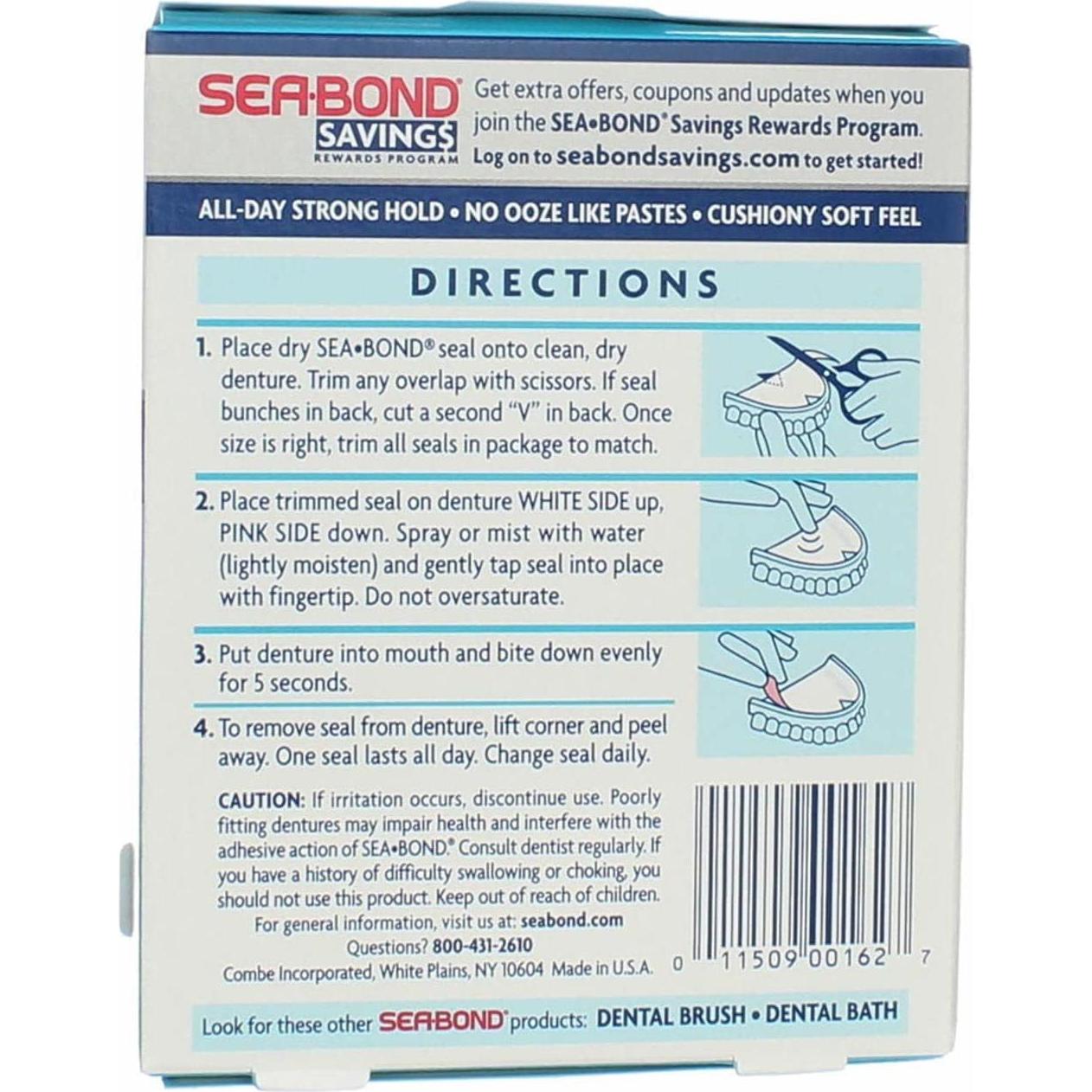 Adhesivos para Dentaduras Sea-Bond Wafers Superiores 15 EA