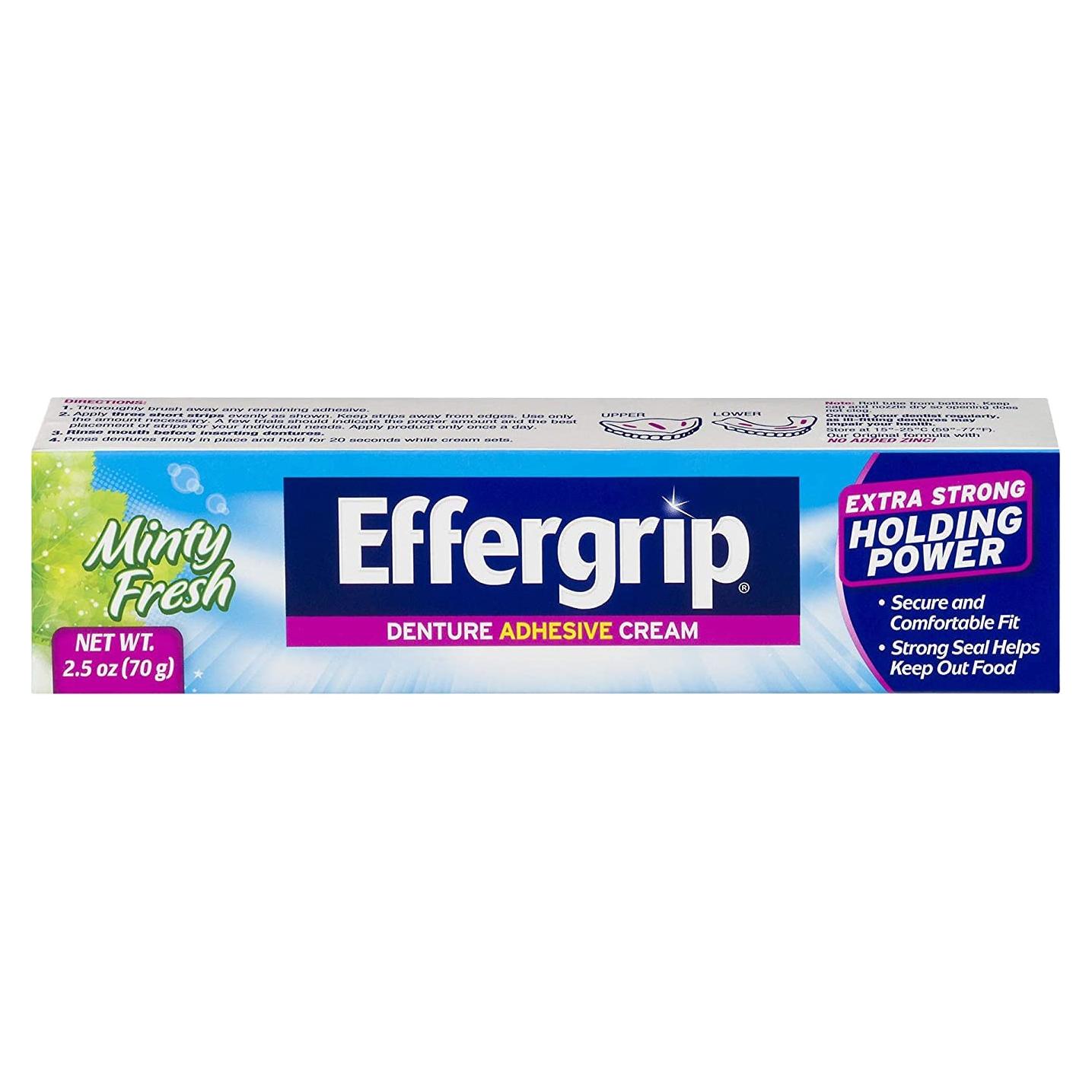 Crema Adhesiva para Dentaduras Effergrip Sabor Menta 2x70g