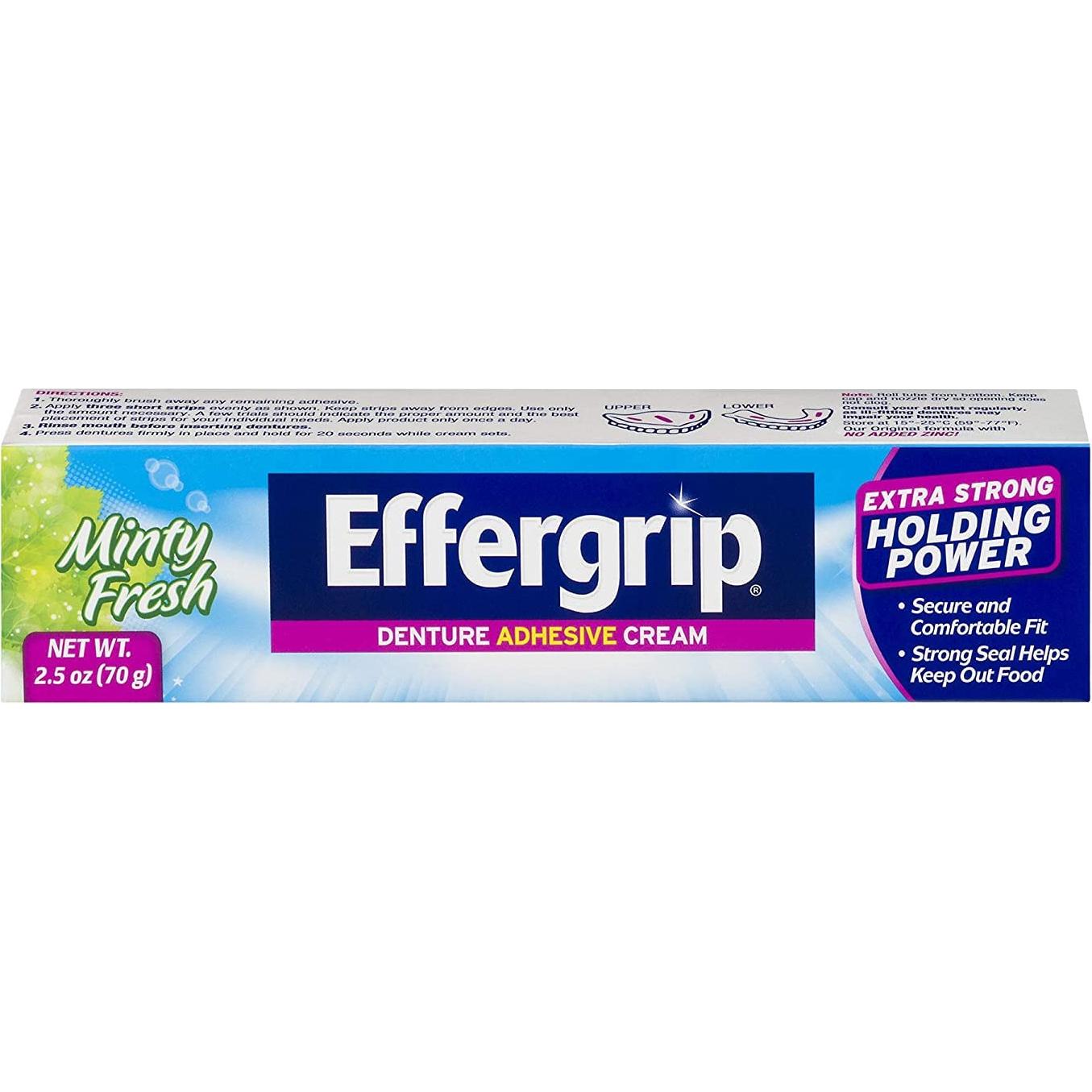 Crema Adhesiva para Dentaduras Effergrip Sabor Menta 2x70g