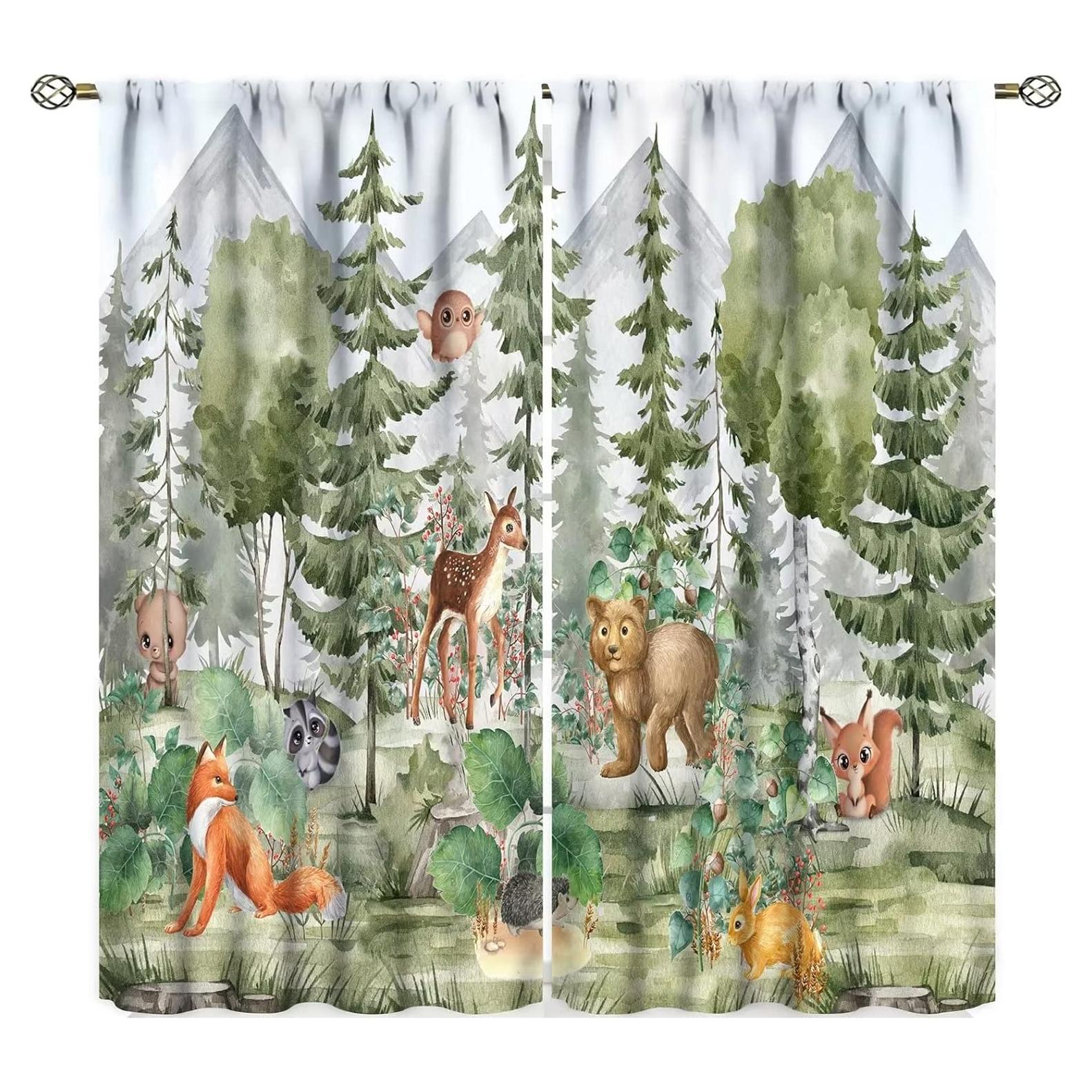 Cortinas Opacas Trelemek Animales del Bosque 66x213 cm