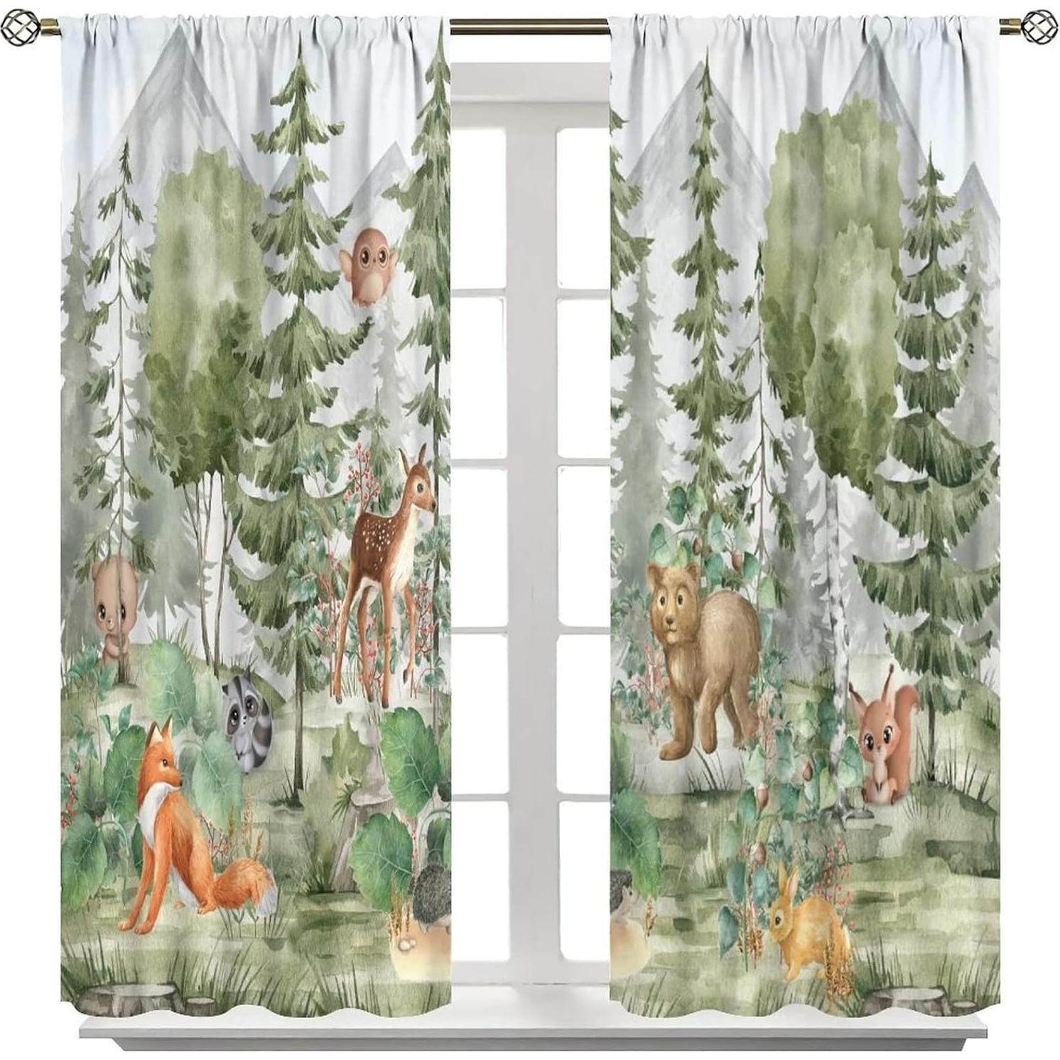 Cortinas Opacas Trelemek Animales del Bosque 66x213 cm