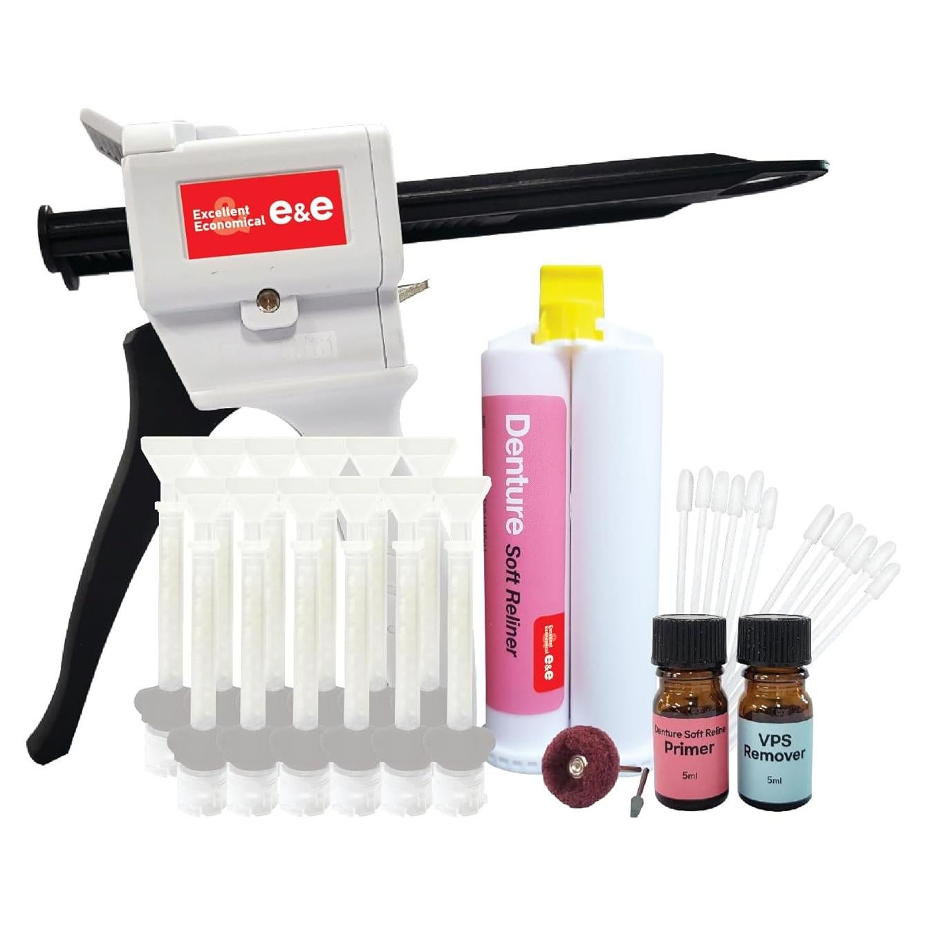 Kit de Reline Suave para Dentaduras E&E - 50ml, Herramientas Incluidas