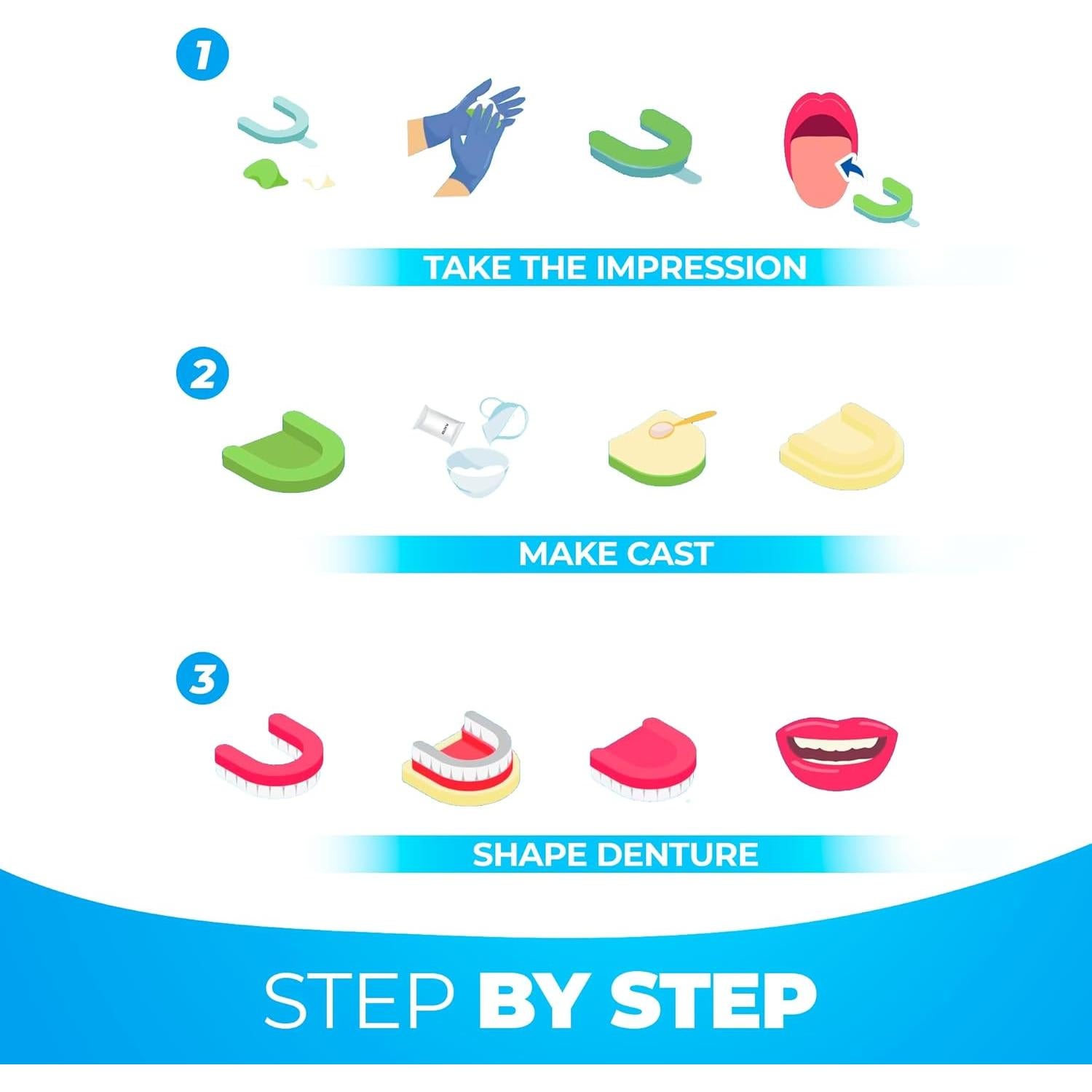 Kit de Prótesis Dental DIY Chemoment - 12 Piezas, Ajuste Personalizado