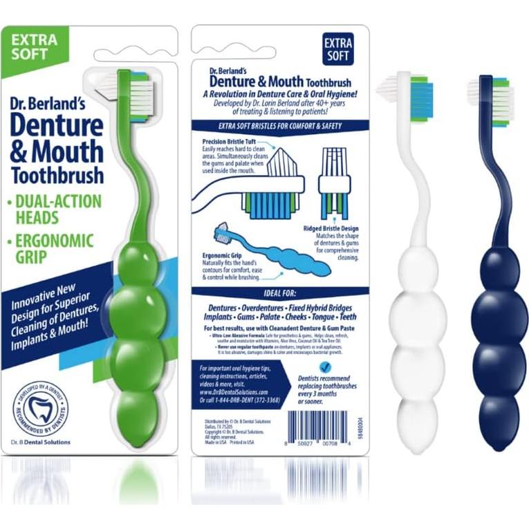 Cepillo de Dientes Ergonómico Dr. B para Dentaduras Azul