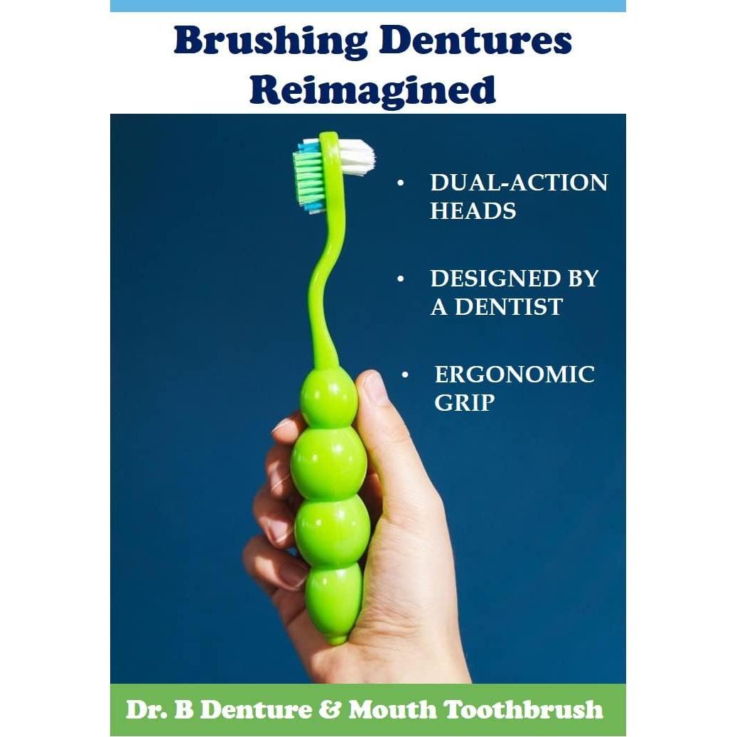 Cepillo de Dientes Ergonómico Dr. B para Dentaduras Azul