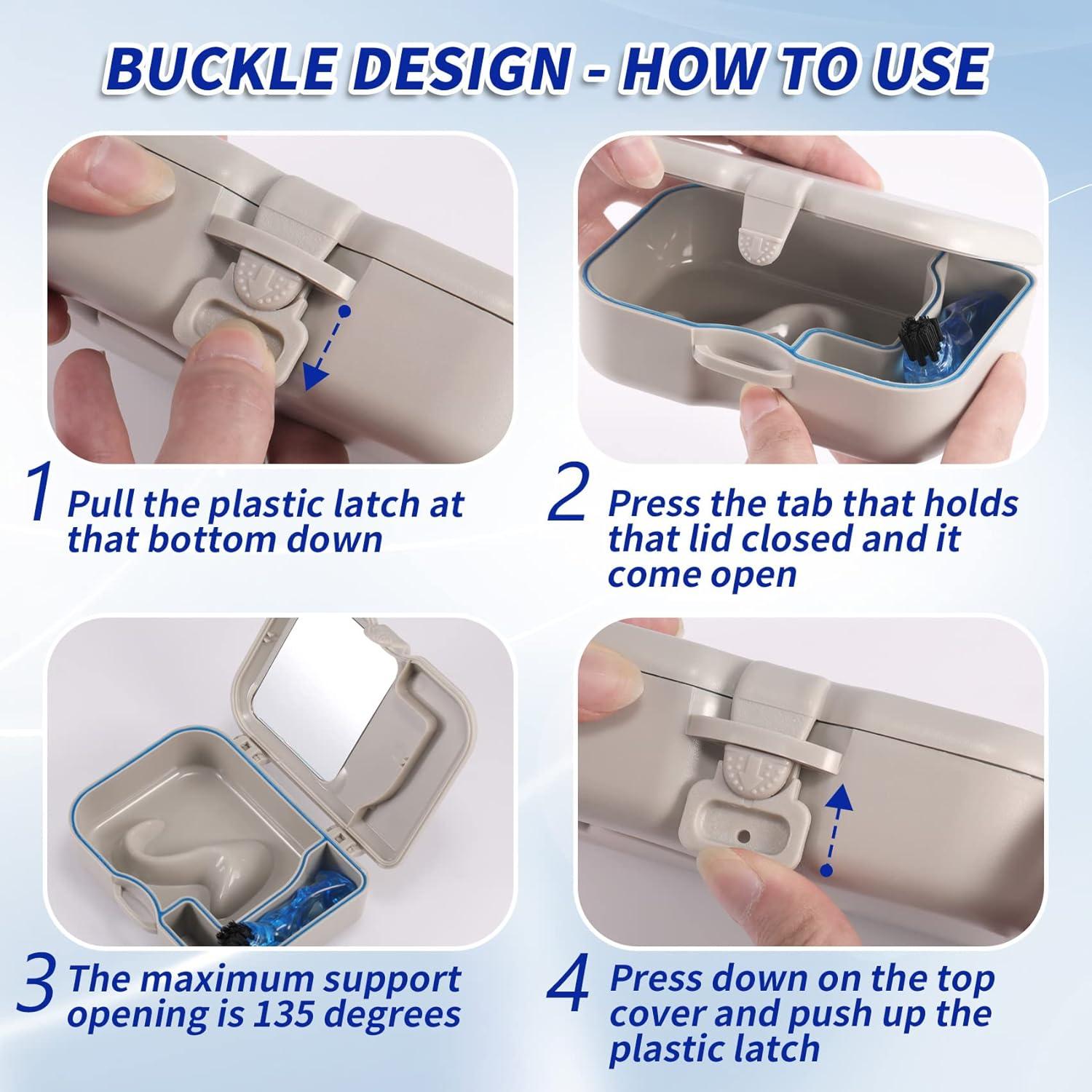 Caja de Baño para Dentaduras Annhua con Espejo y Cepillo