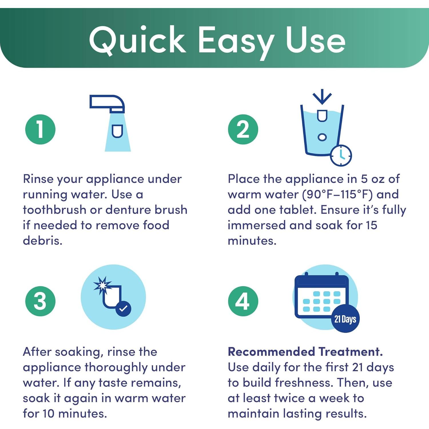 Tabletas Limpiadoras Denttach Clean 104 Unidades Menta Paquete de 2