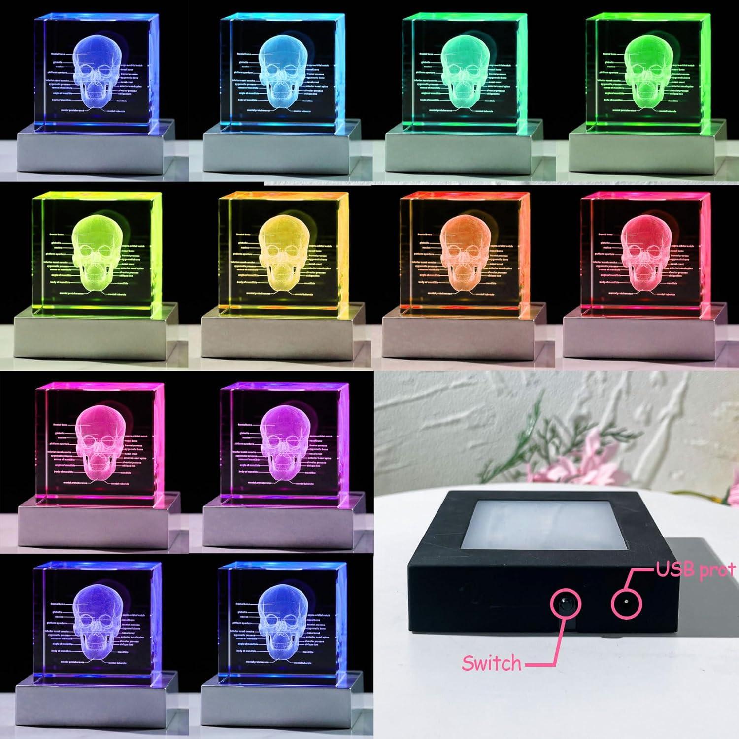 Lámpara Decorativa Calavera 3D Movdyka Cristal K9 LED