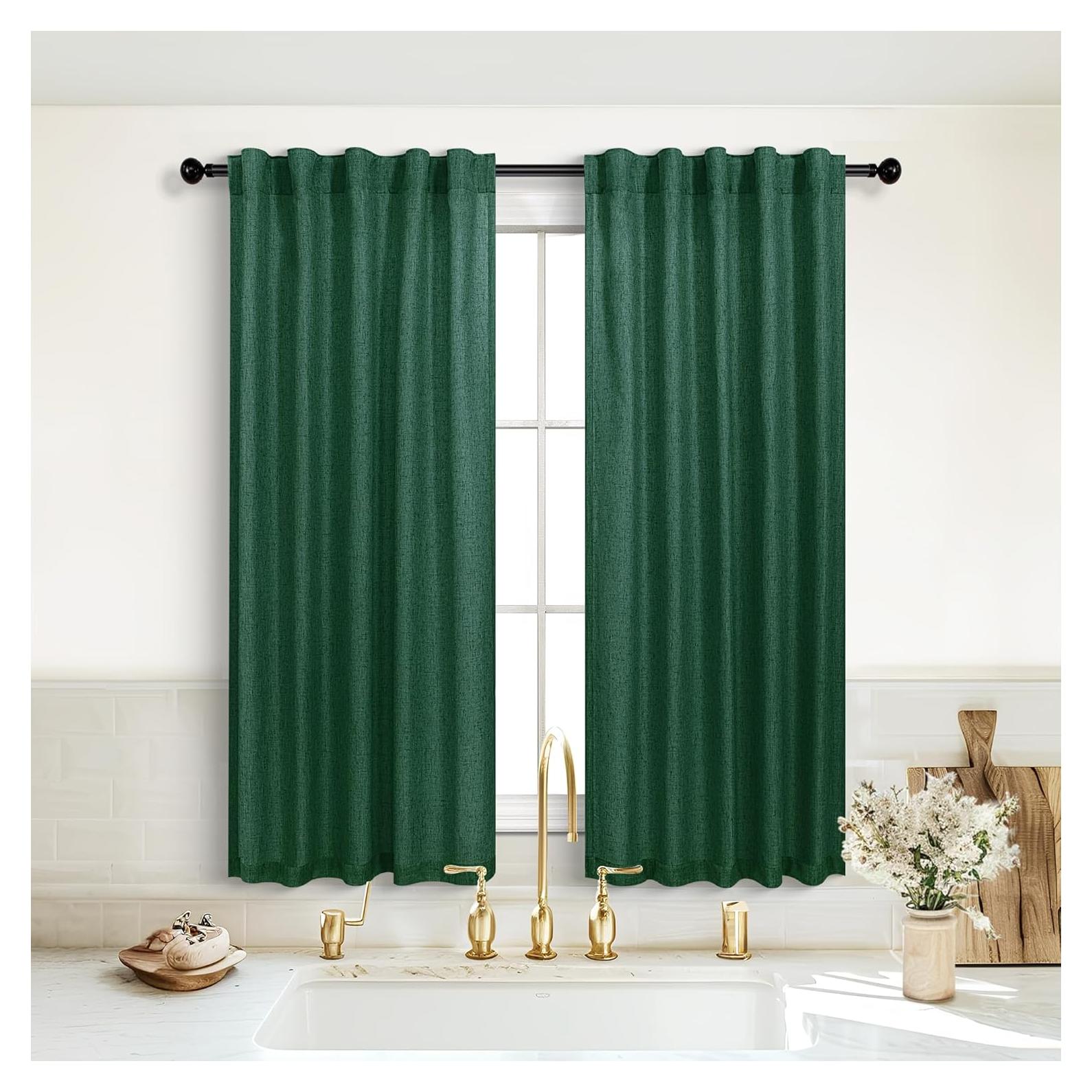 Cortinas Sheer KOUFALL Verde Oscuro 90x114 cm con Tablero