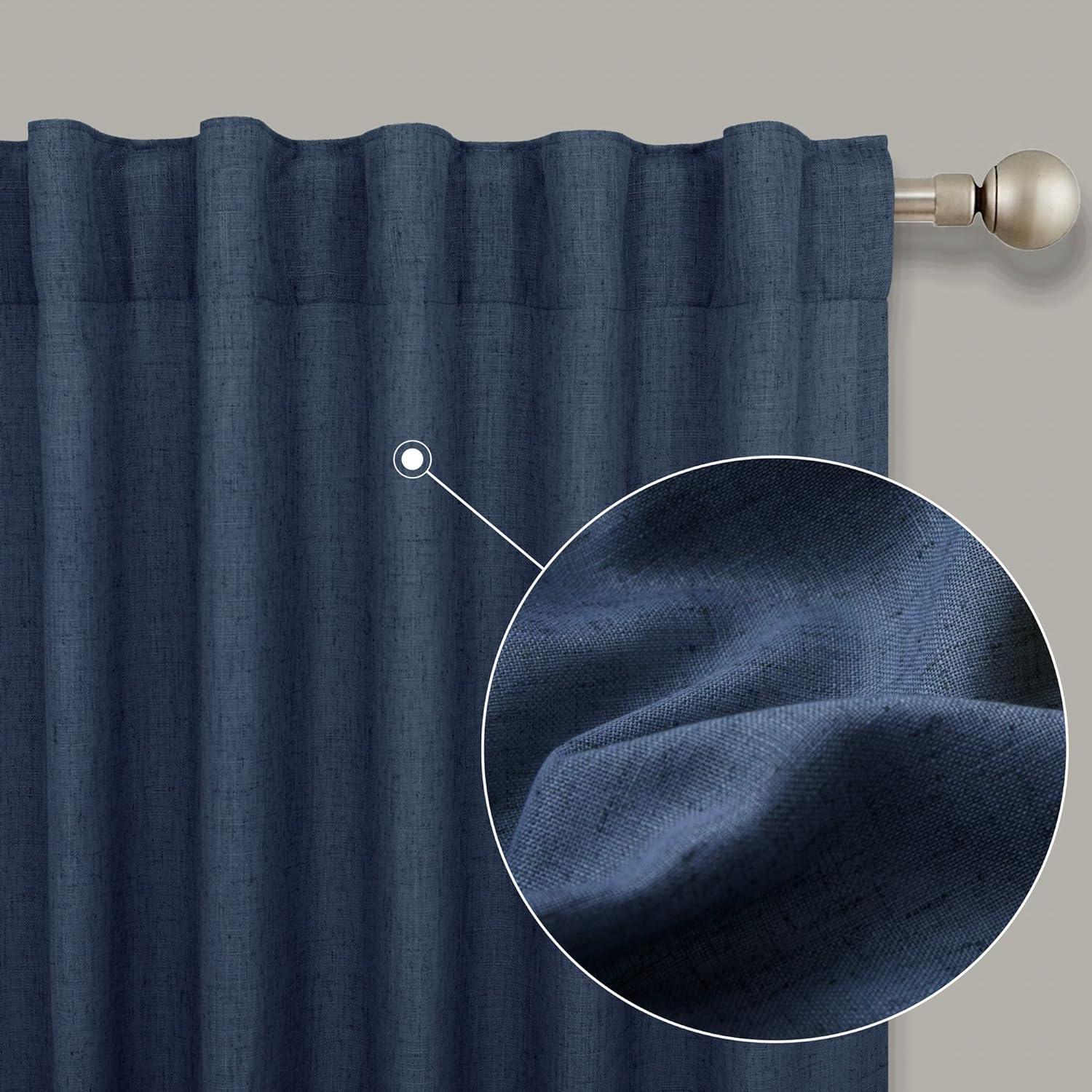 Cortinas KOUFALL 2 Paneles Lino 20% Azul Marino 114 cm
