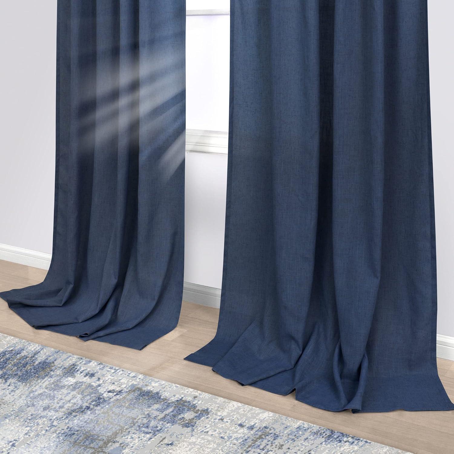 Cortinas KOUFALL 2 Paneles Lino 20% Azul Marino 114 cm