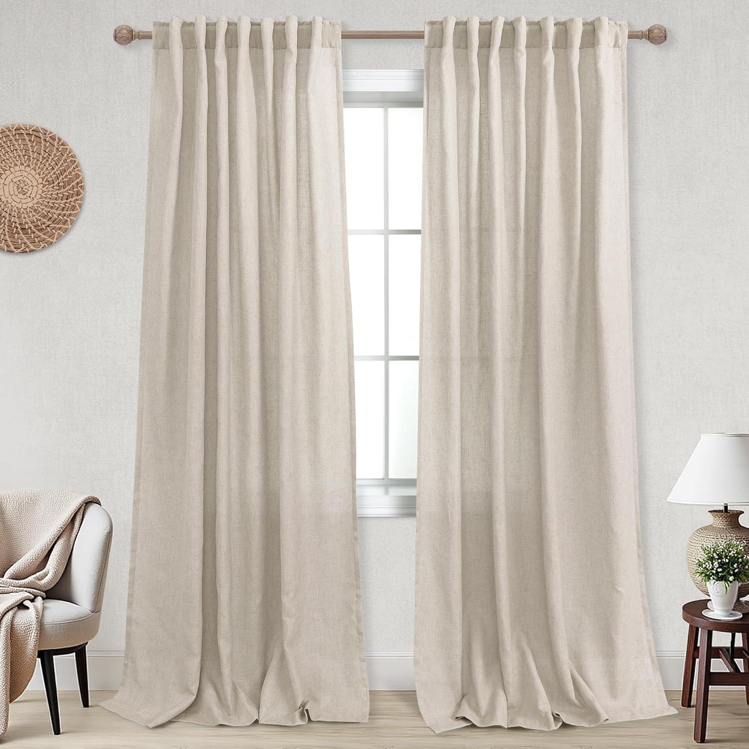 Cortinas KOUFALL 152x243 cm Lino Transparente Beige Pack 2