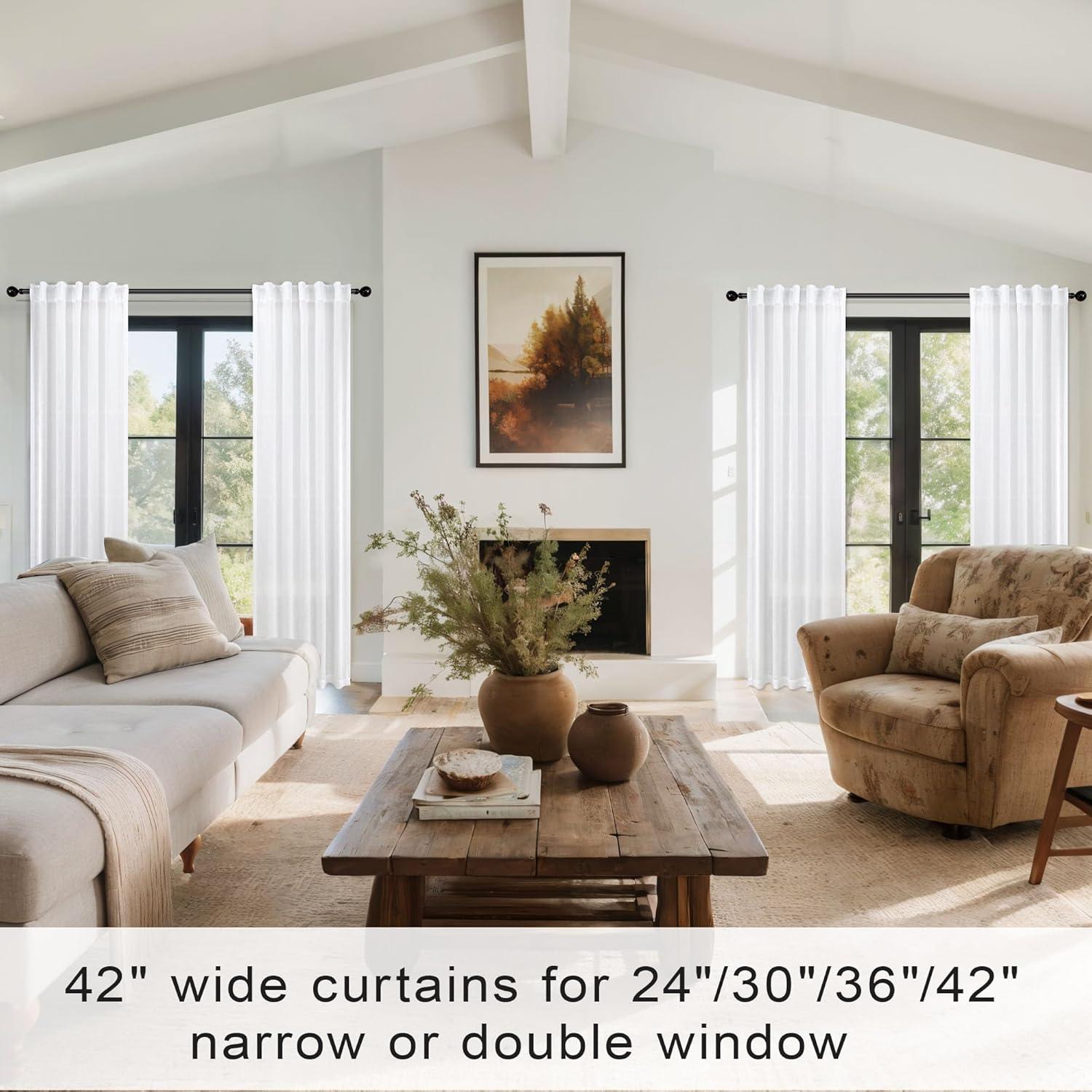 Cortinas Sheer KOUFALL 2 Paneles 20% Lino 80% Poliester 108 cm