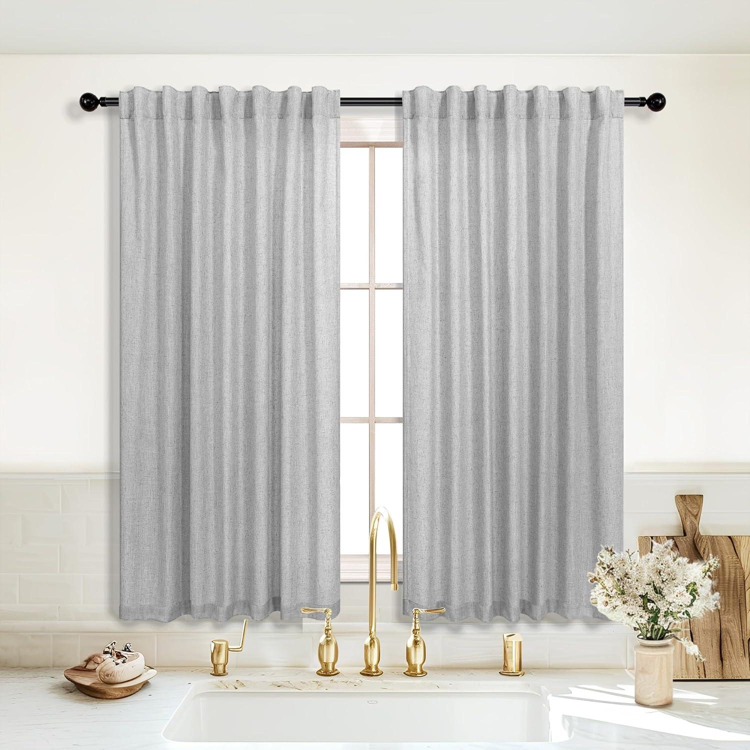 Cortinas Sheer KOUFALL Gris 132x137 cm con Tab Back