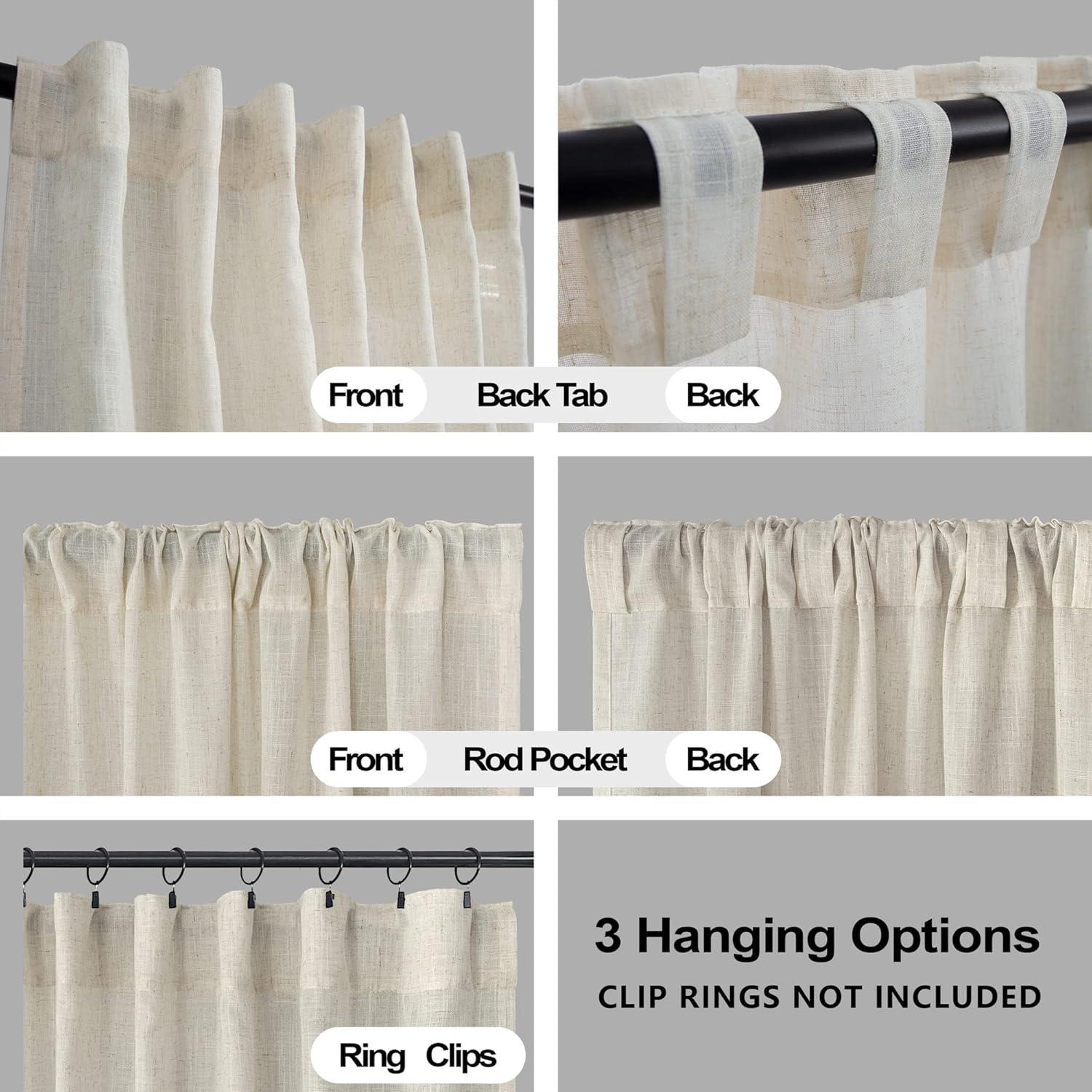 Cortinas Rústicas KOUFALL Beige 42x213 cm Juego 2 Paneles