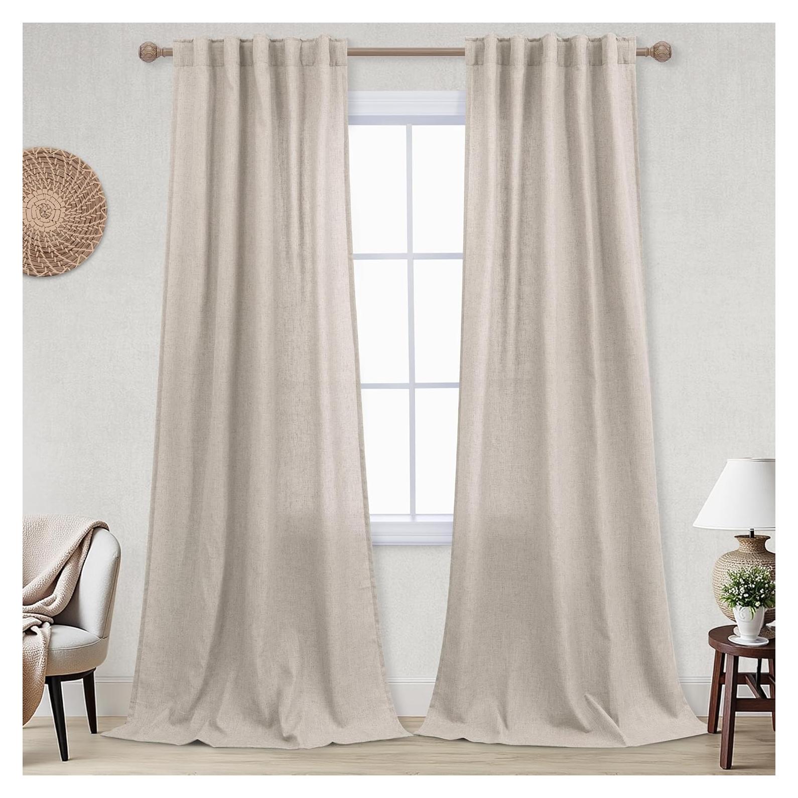Cortinas Sheer KOUFALL de Lino Beige 2 Paneles 107x229 cm
