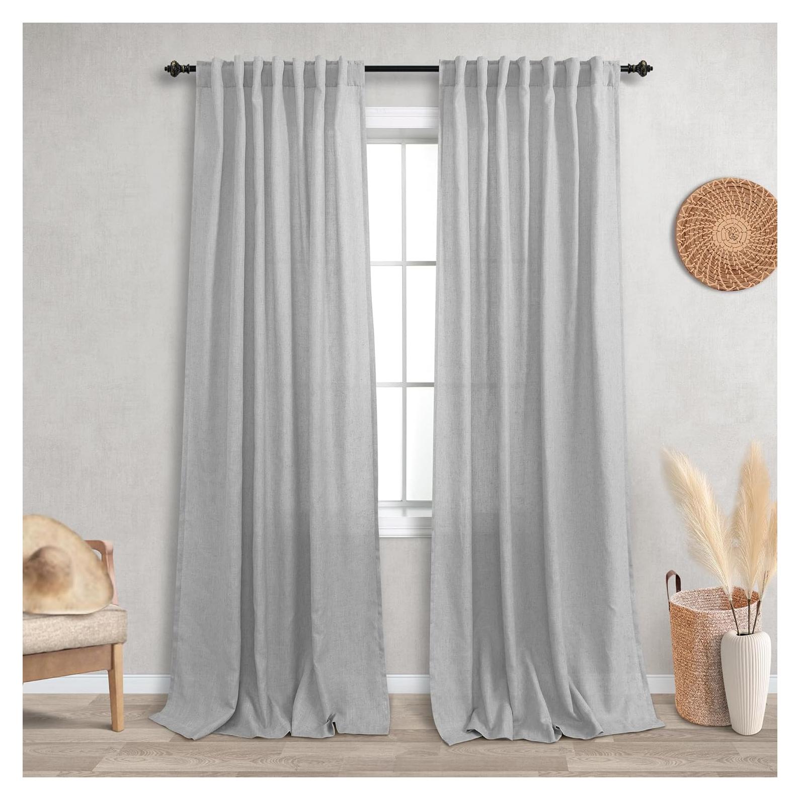 Cortinas KOUFALL 52x213 cm Grises Claras Juego de 2