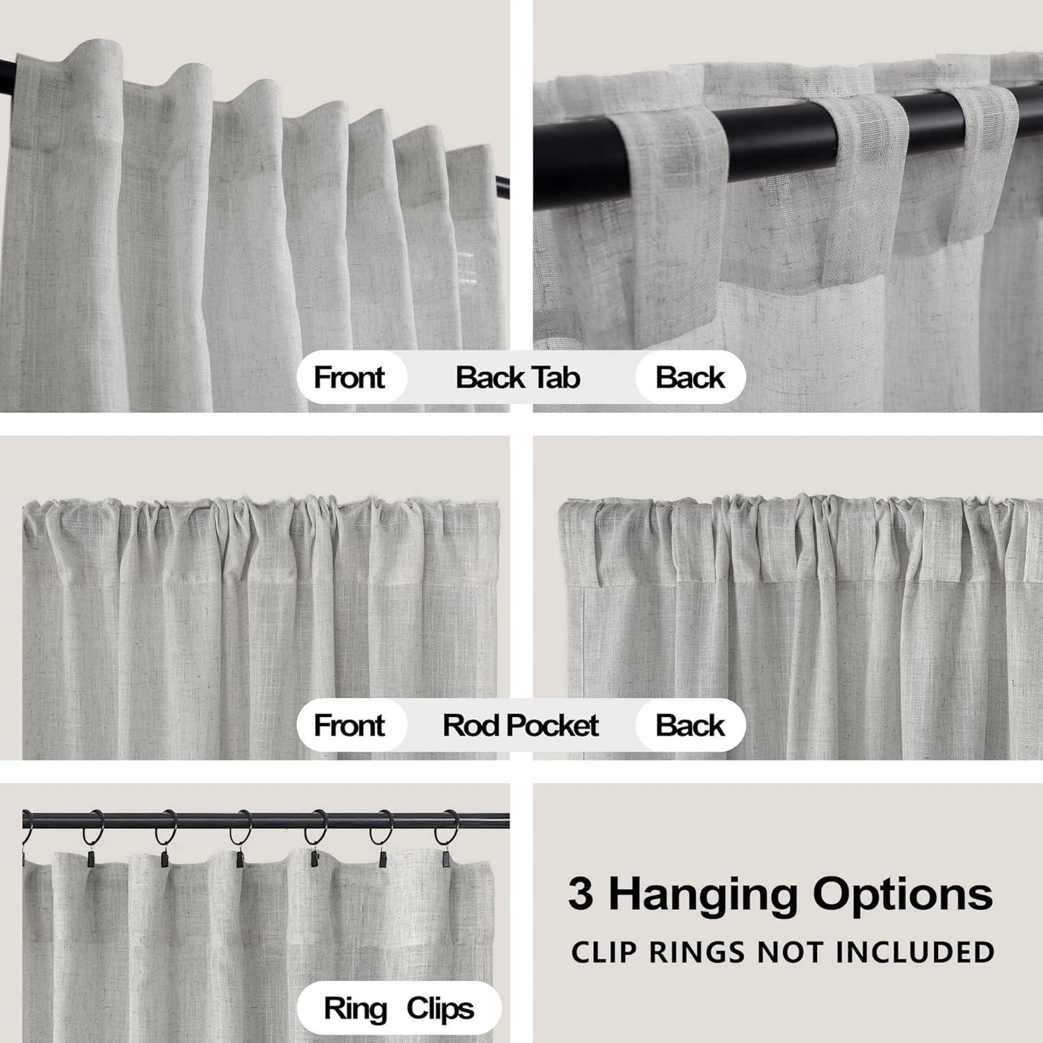 Cortinas KOUFALL 52x213 cm Grises Claras Juego de 2