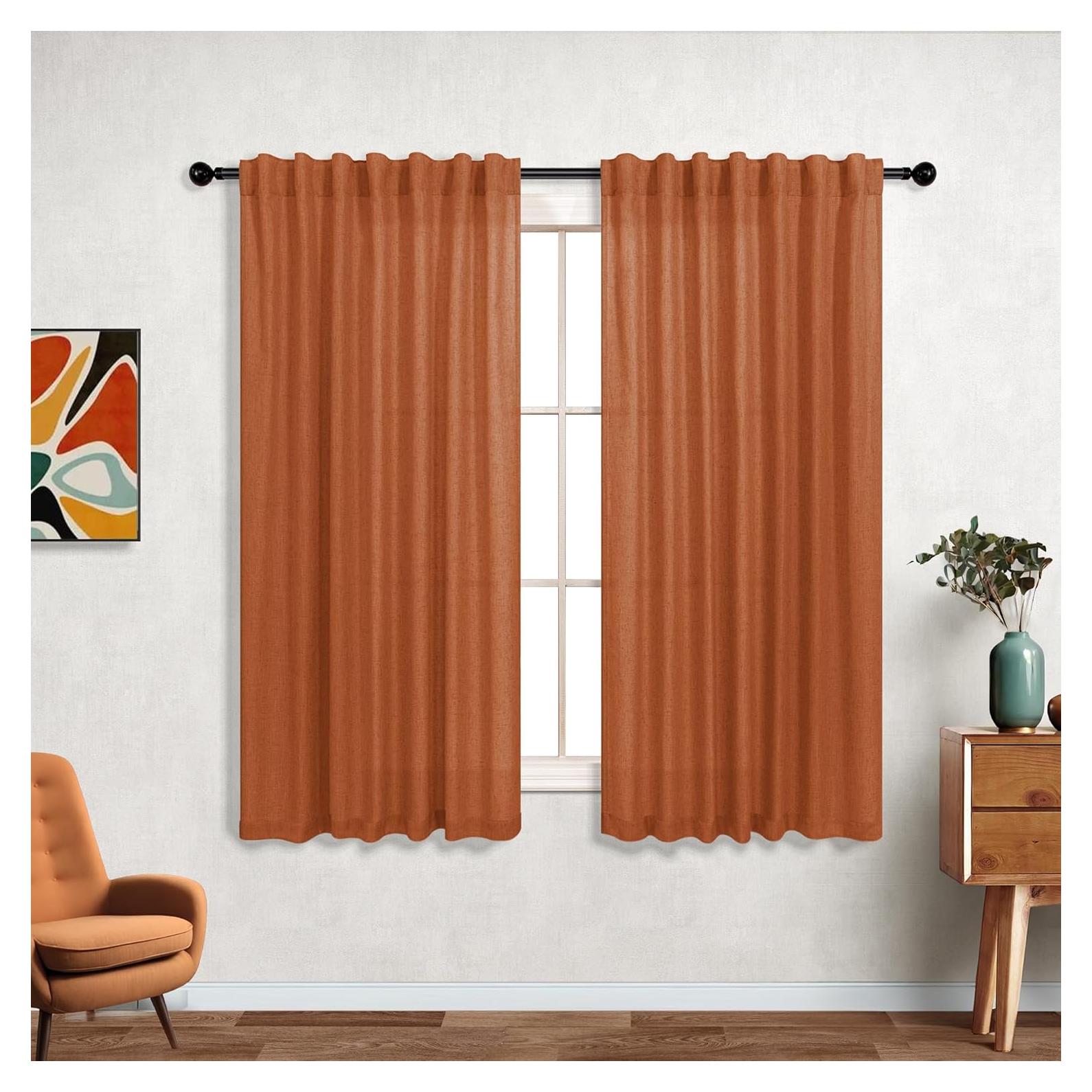Cortinas KOUFALL Naranjas Quemadas 52x114 cm Pack de 2
