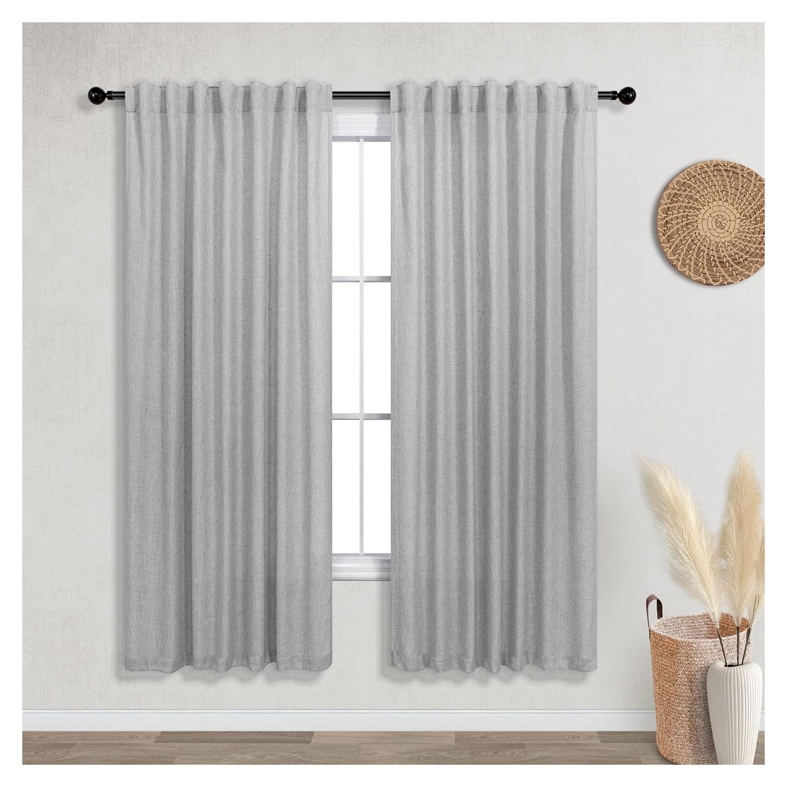 Cortinas KOUFALL 52x160 cm Lino Transparente Gris Claro