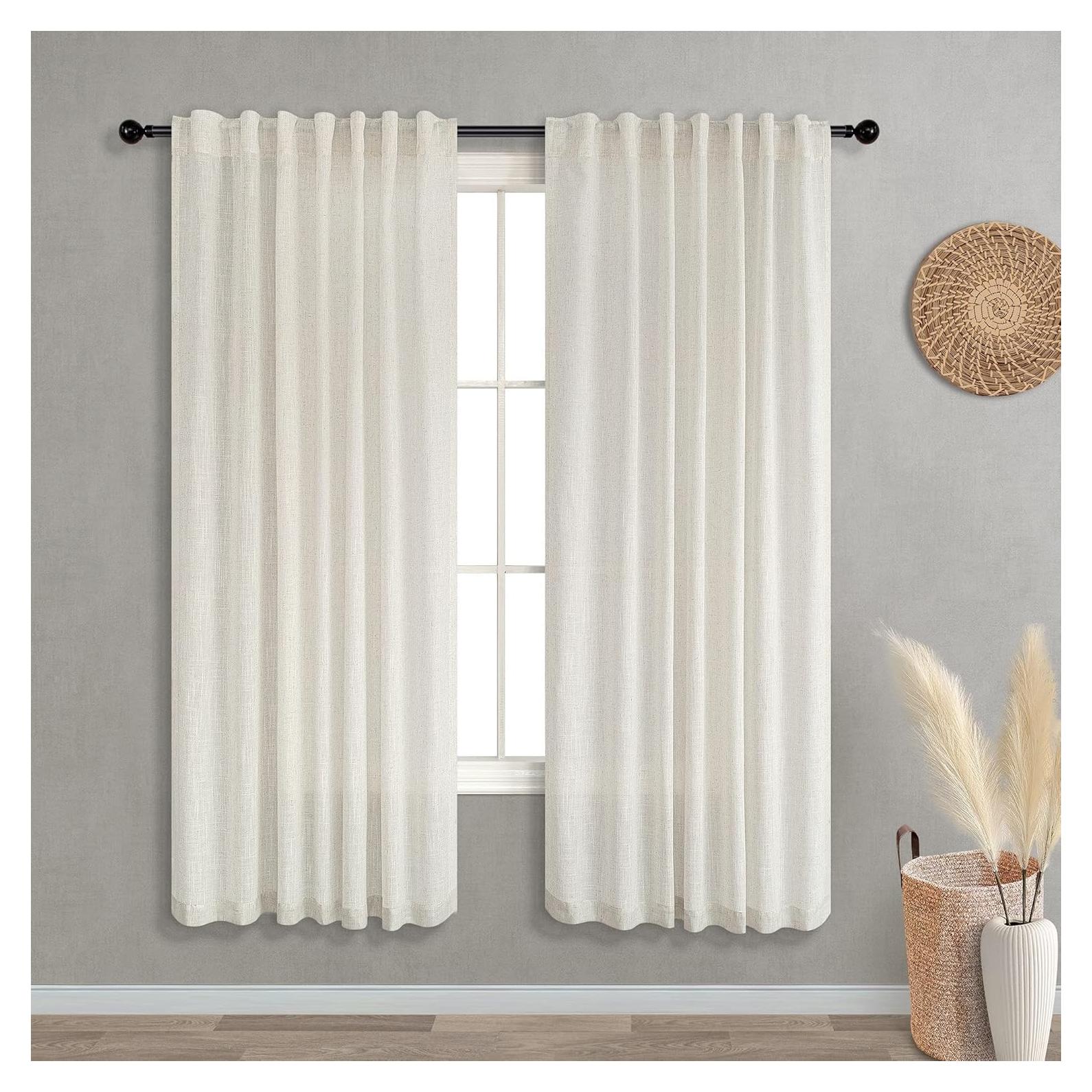 Cortinas Transparentes KOUFALL 52x160 cm Juego de 2 Paneles