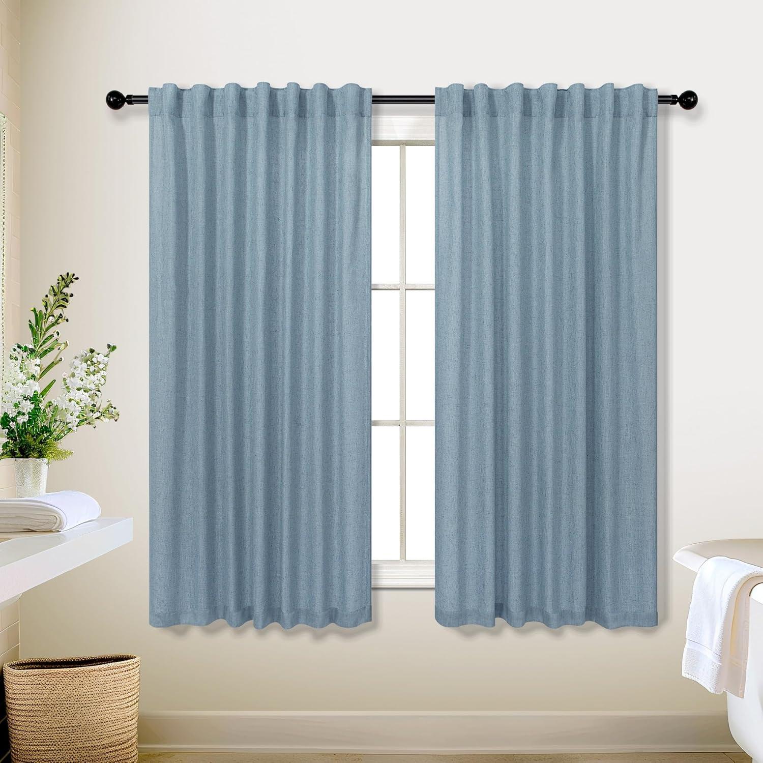 Cortinas KOUFALL 2 Paneles Lino 114 cm Azul Piedra
