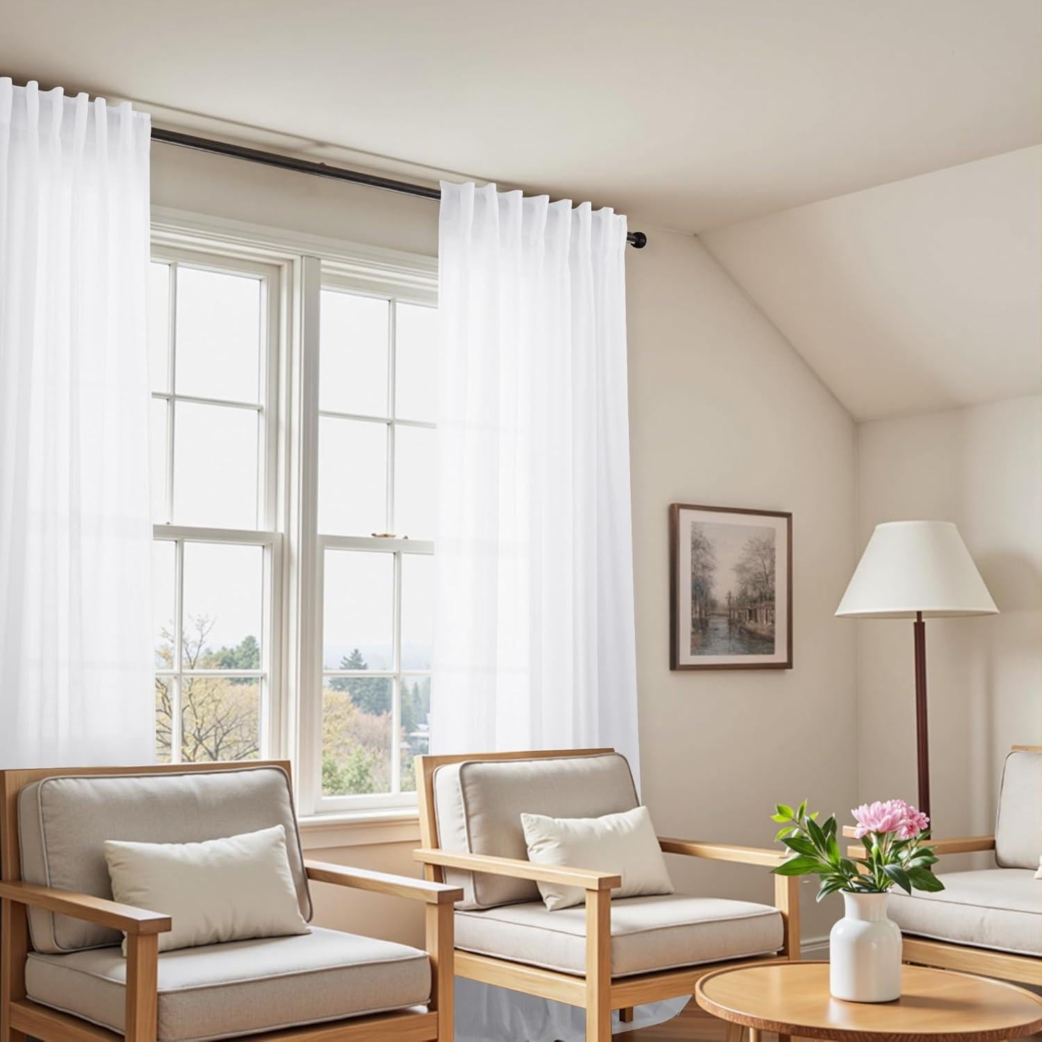 Cortinas Lino KOUFALL 52x244 cm 2 Paneles Semi Filtrantes