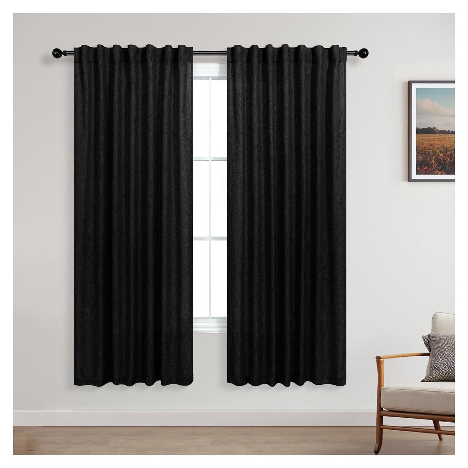 Cortinas Negras KOUFALL 52x160 cm con Tablero Trasero