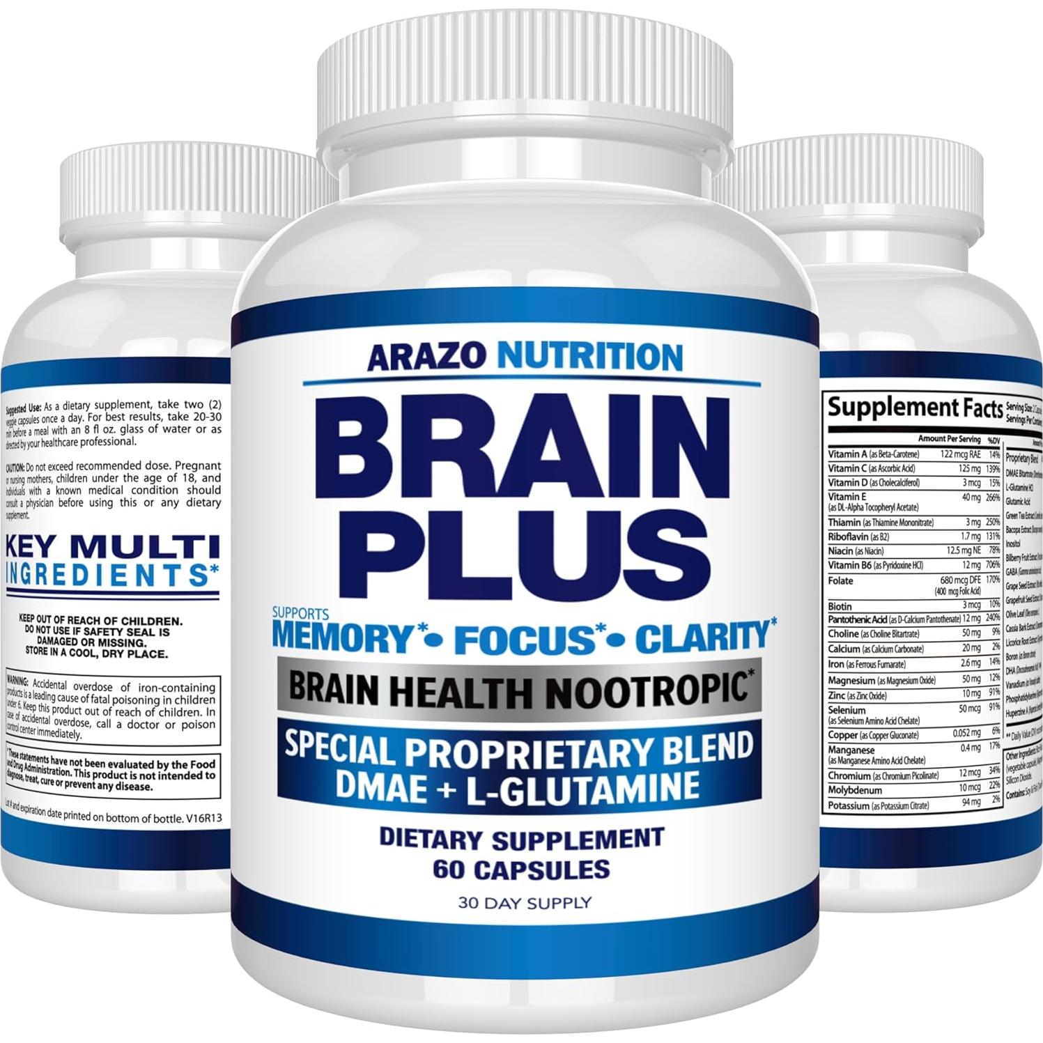 Suplemento Cerebral Arazo Nutrition Brain Plus - 41 Ingredientes