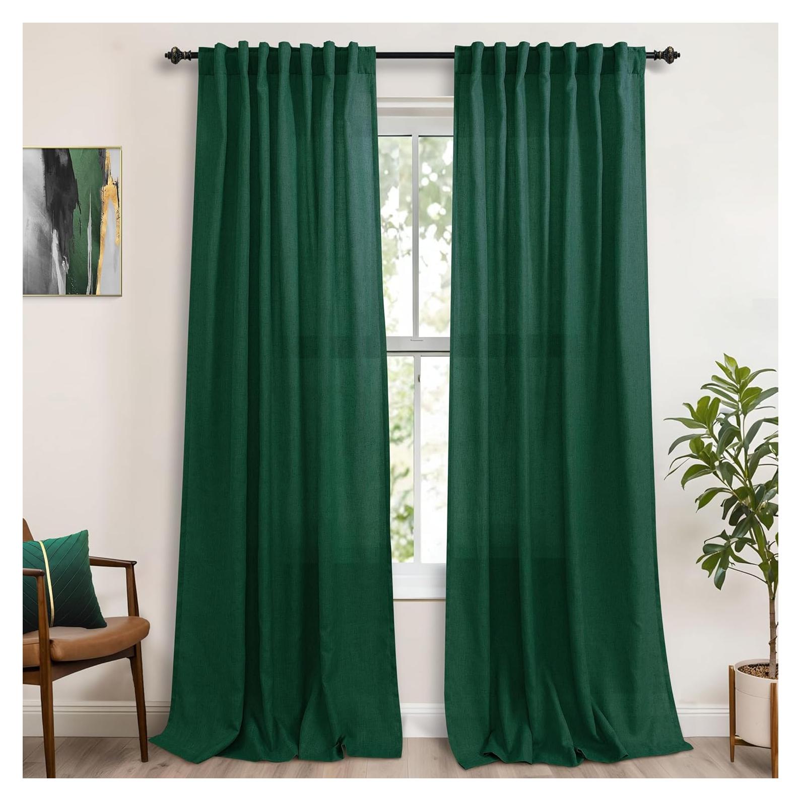 Cortinas Sheer KOUFALL Verde Oscuro 52x274 cm con Tablero