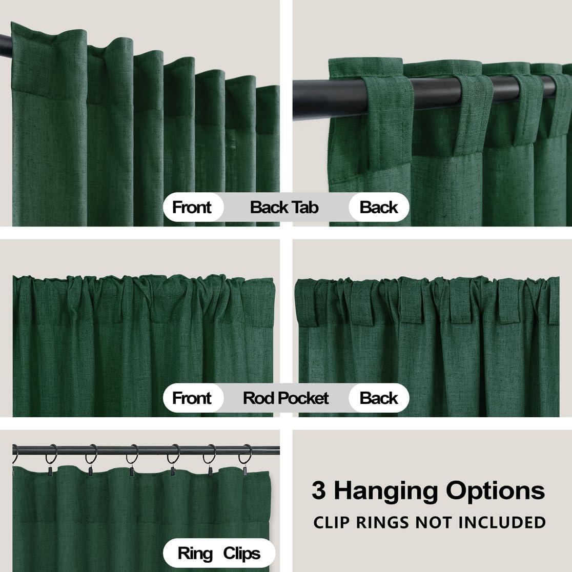 Cortinas Sheer KOUFALL Verde Oscuro 52x274 cm con Tablero