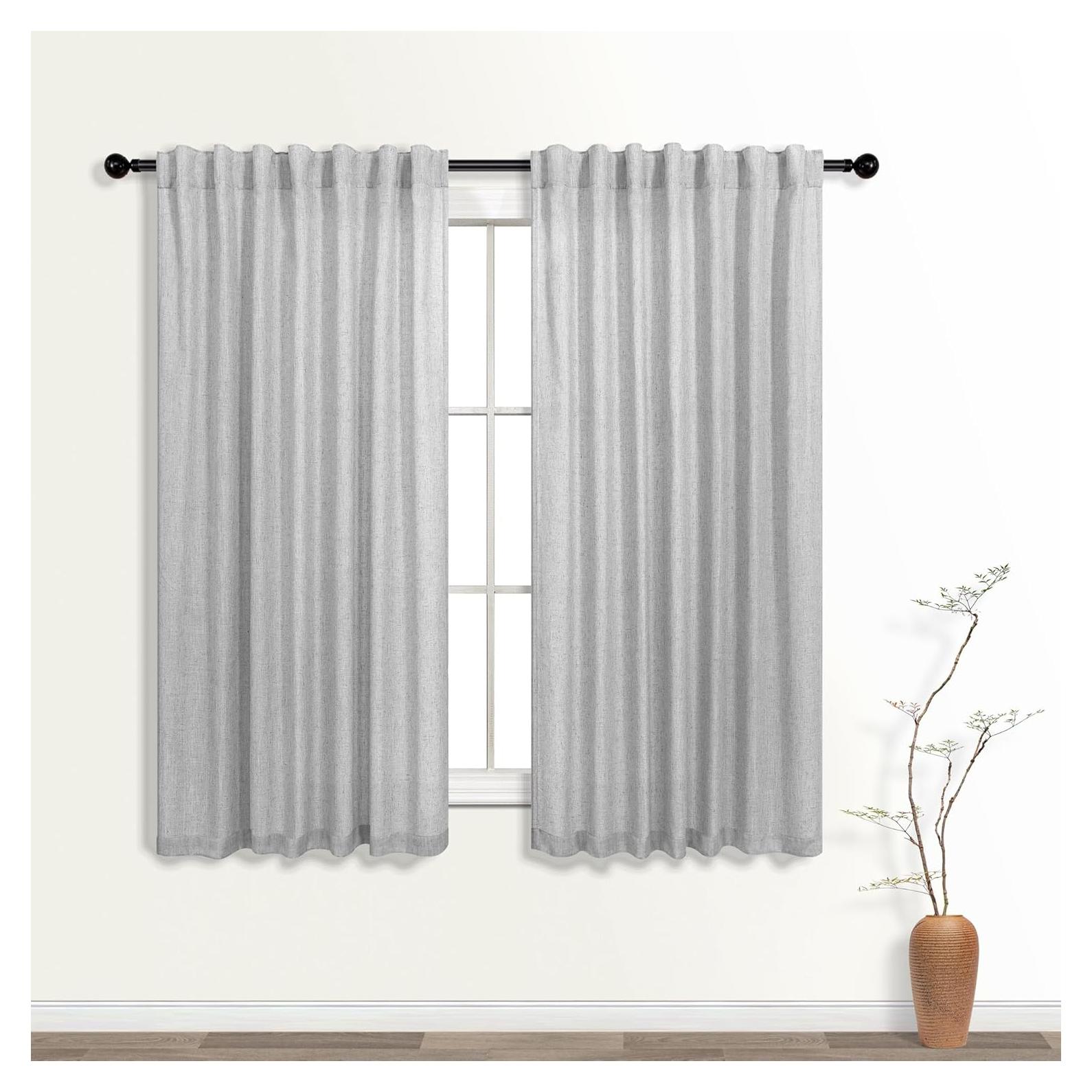 Cortinas Cortas KOUFALL 52x114 cm Semi Transparentes Gris