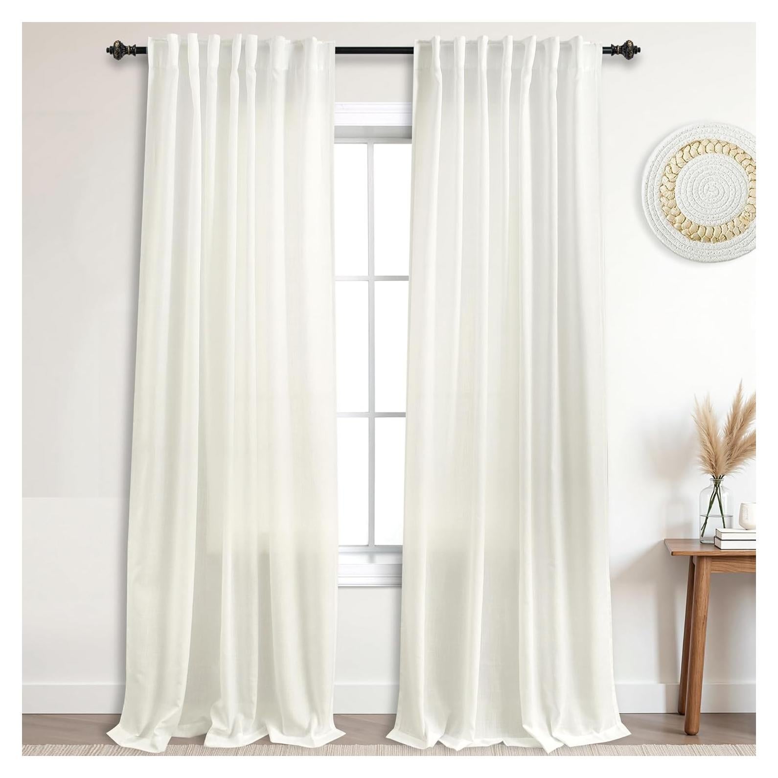 Cortinas KOUFALL 2 Paneles Lino 52x244 cm Marfil