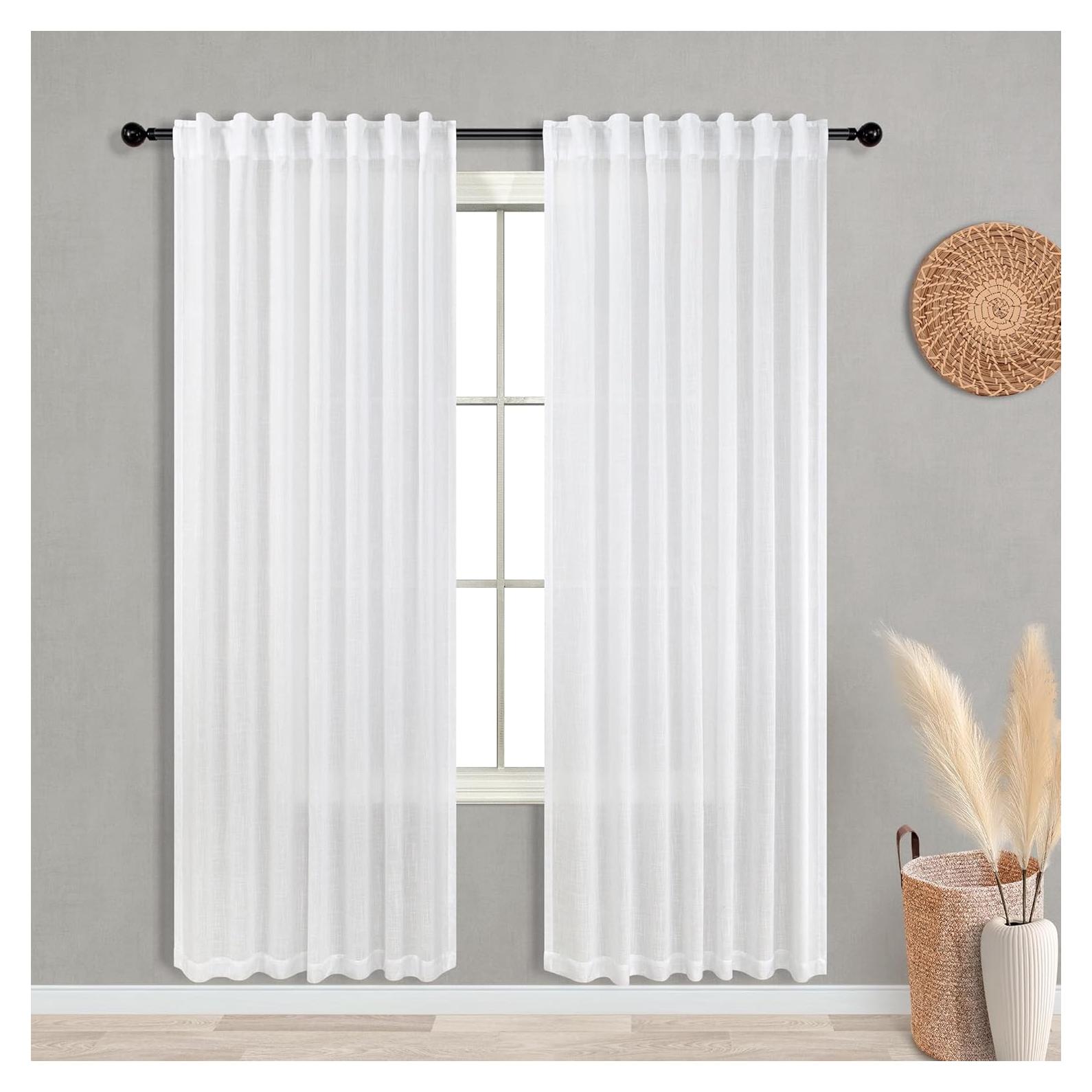 Cortinas KOUFALL Lino 52x198 cm Pack de 2 Blancas