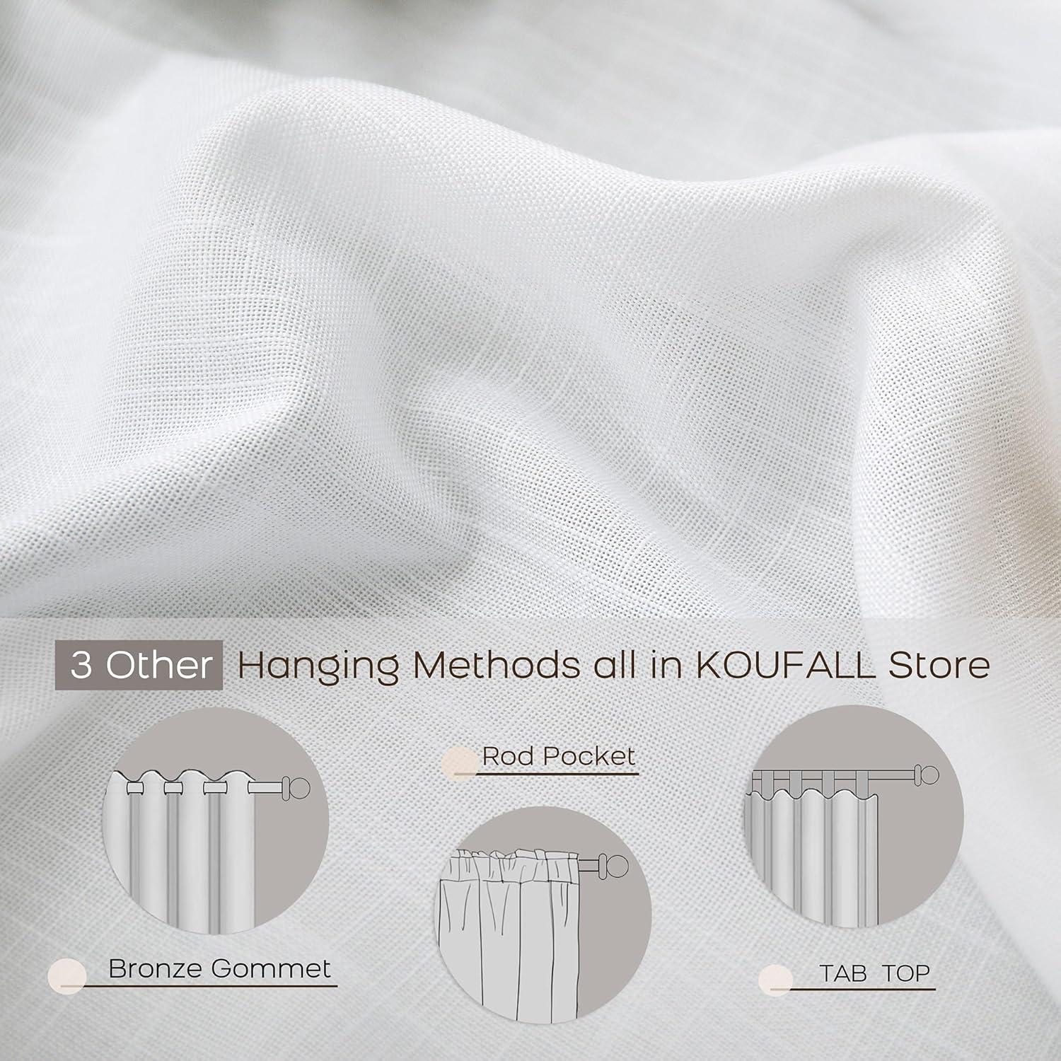 Cortinas KOUFALL Lino 52x198 cm Pack de 2 Blancas