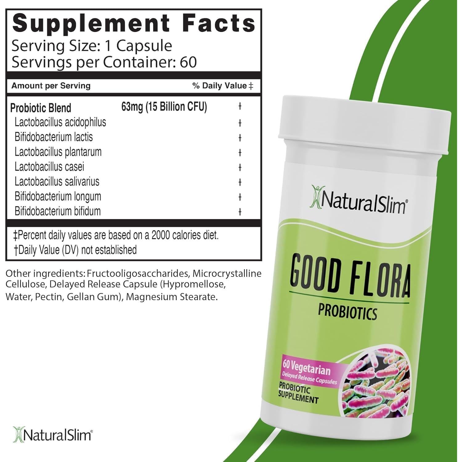 NaturalSlim Probioticos Good Flora 60 Cápsulas Salud Digestiva
