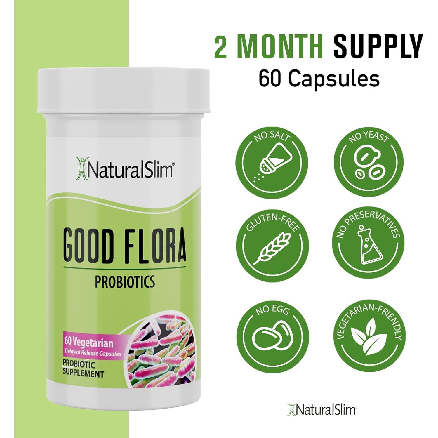 NaturalSlim Probioticos Good Flora 60 Cápsulas Salud Digestiva
