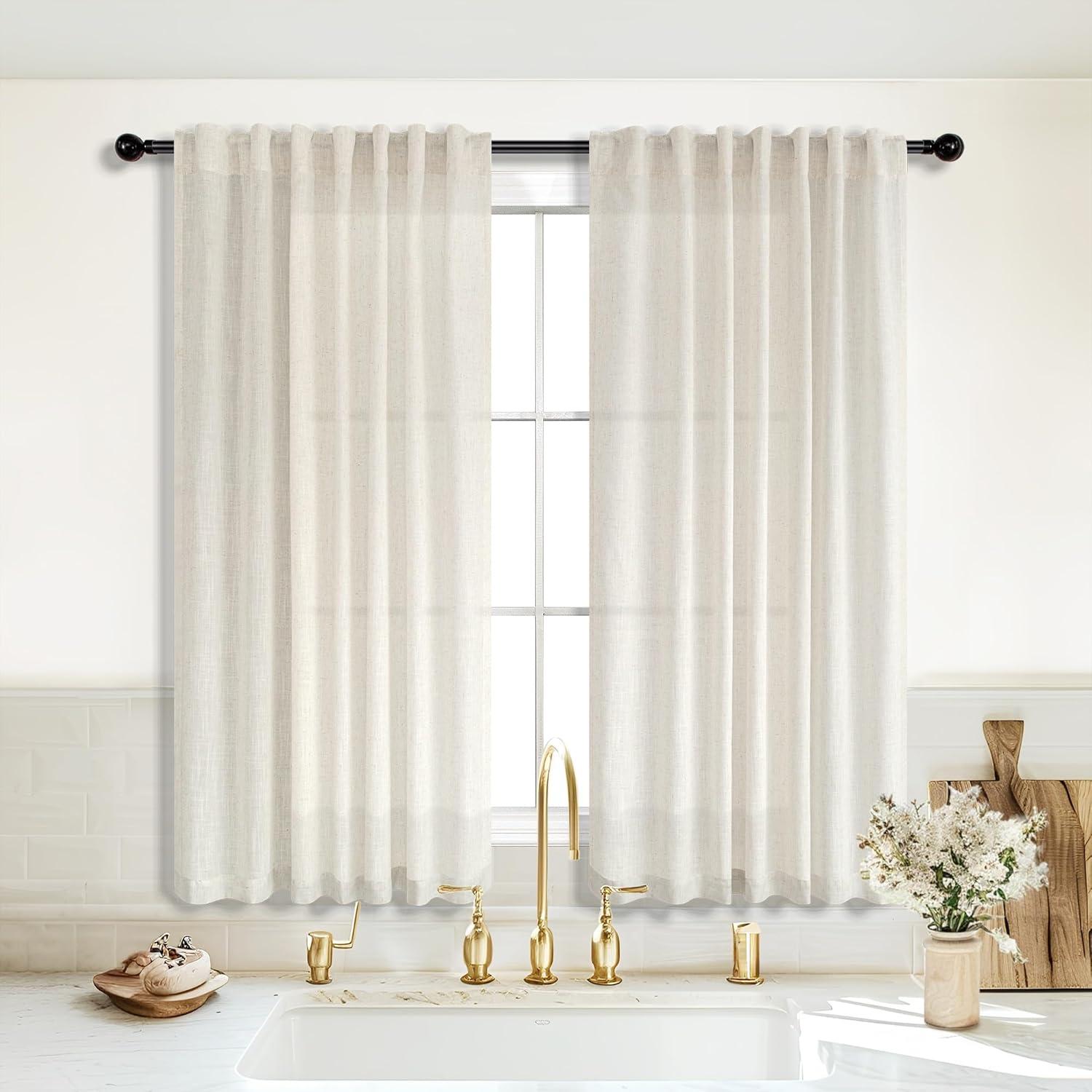 Cortinas KOUFALL 2 Paneles Lino 52x114 cm Transparente