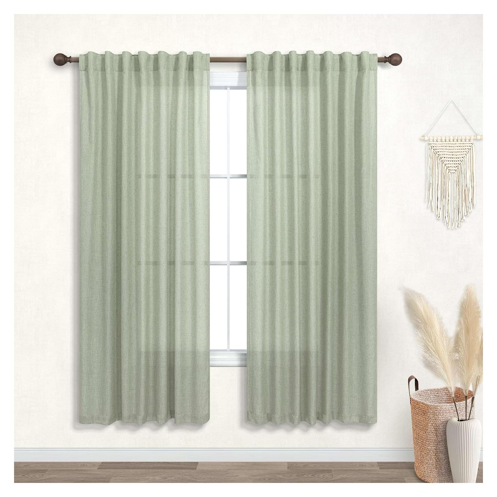 Cortinas Sheer KOUFALL Verde Salvia 132x160 cm Pack 2